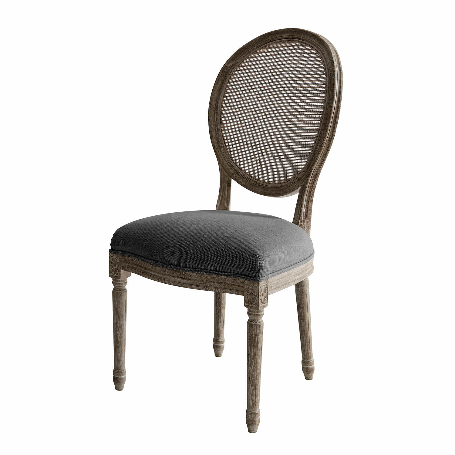 marron/noir Chaise Danube en bois brun avec assise noire rembourrée et dossier ovale en résille