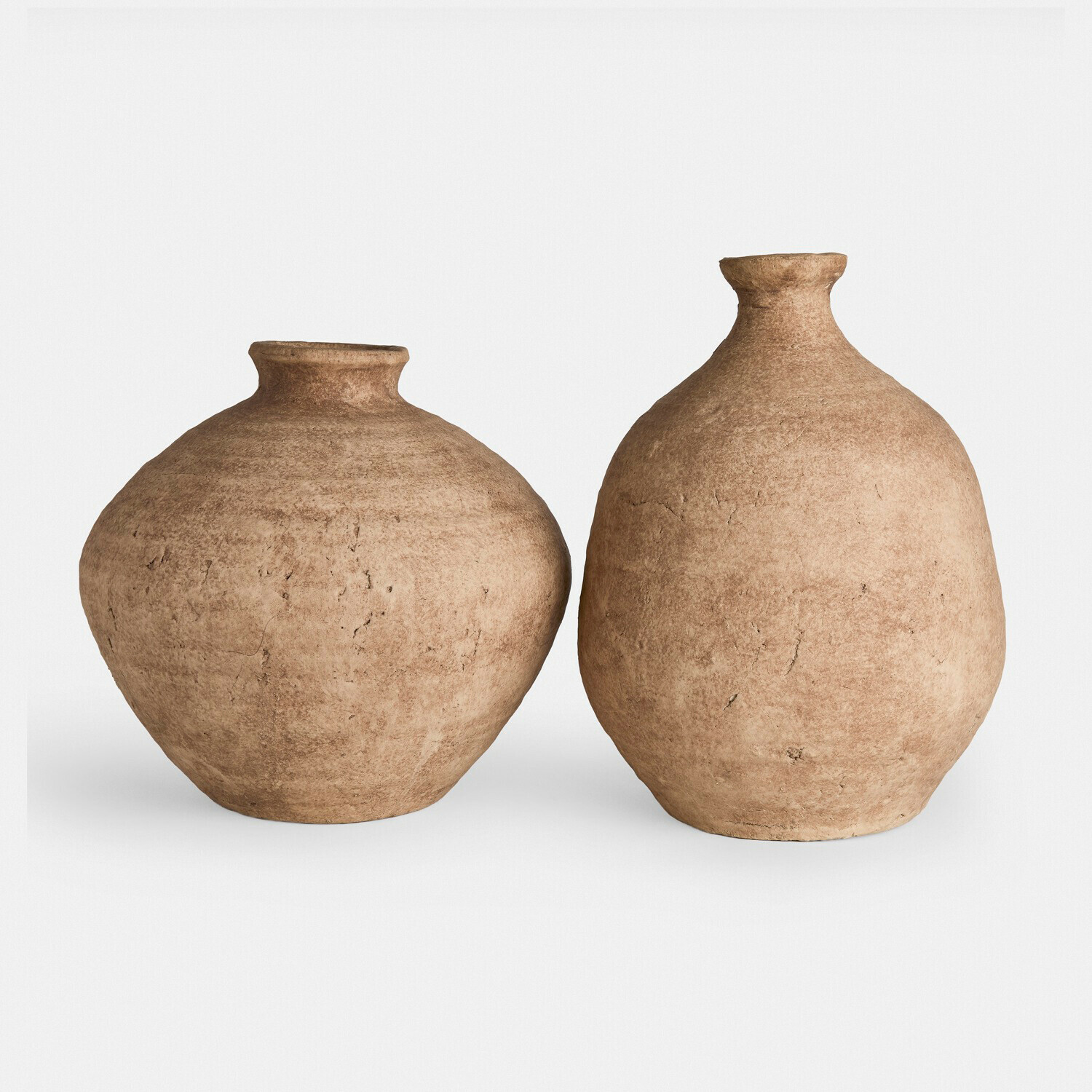 Lot de 2 vases décoratifs Kelvador Deux vases rustiques en terre cuite couleur brun naturel pour décoration intérieure