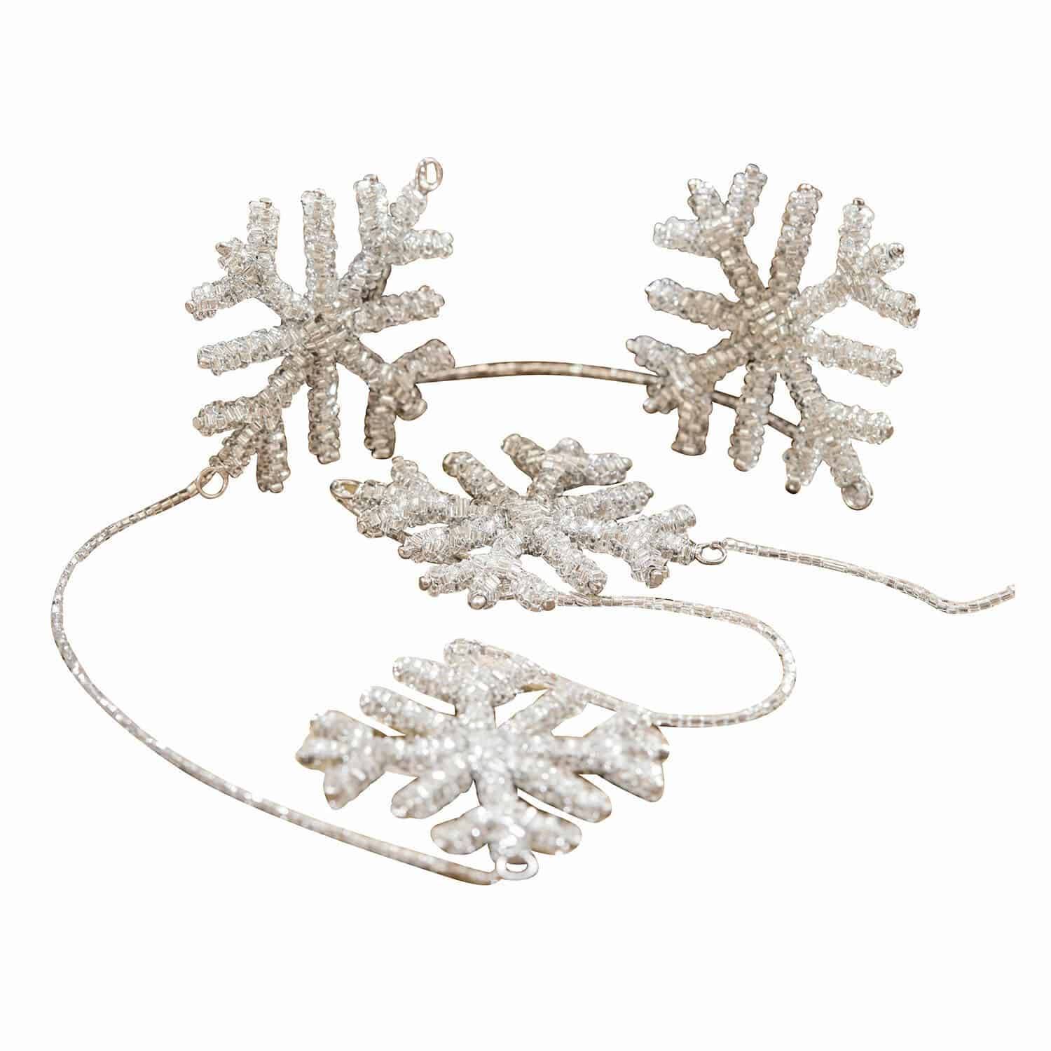 Guirlande Snowflakes Guirlande décorative avec flocons de neige en perles transparentes pour décoration festive