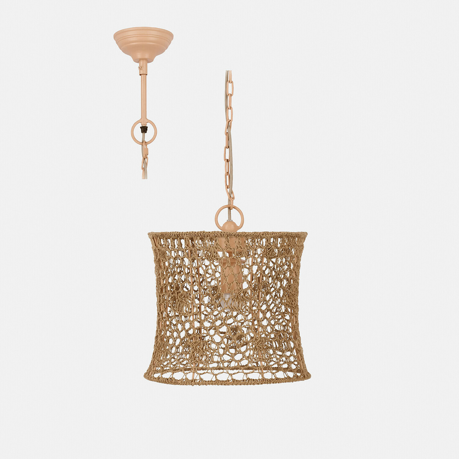 Suspension Calivonne Suspension avec chaîne beige et abat-jour en corde tressée couleur naturelle pour éclairage décoratif