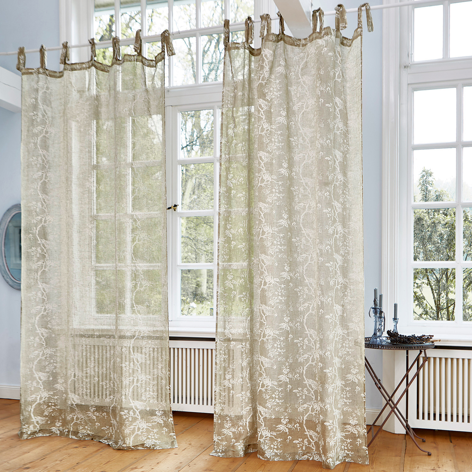 Voilage Maidolen Rideaux transparents beige avec motif floral délicat pour une décoration de fenêtre élégante