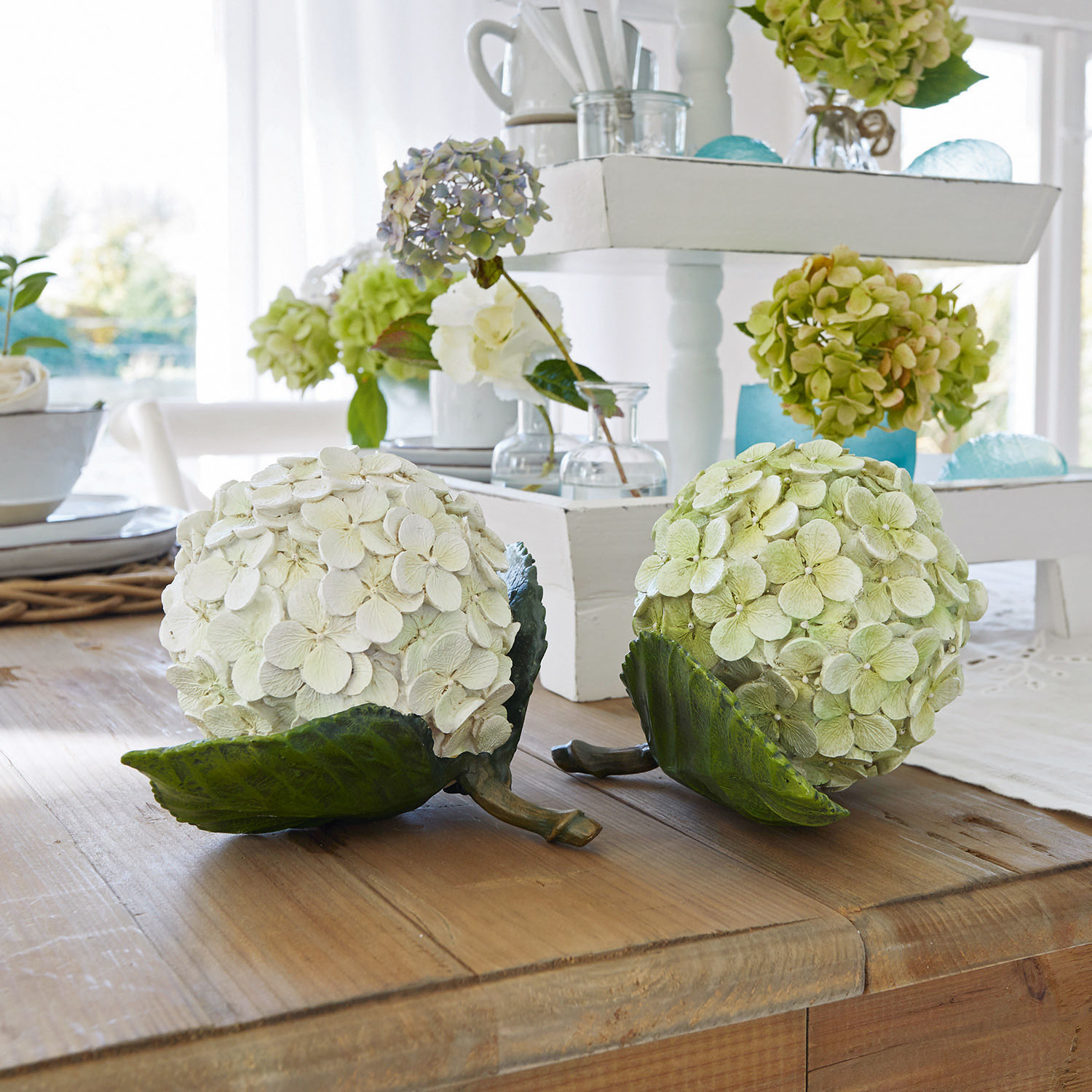 Lot de 2 fleurs décoratives Hortensie