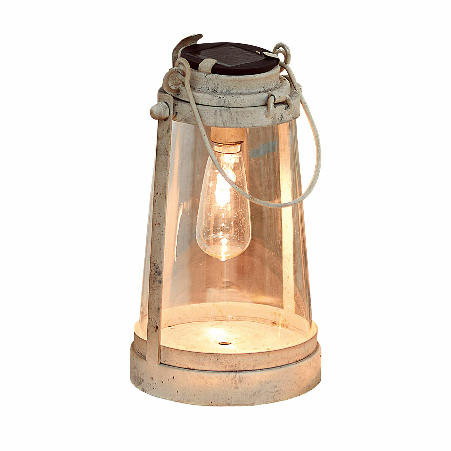 Lanterne solaire Chénens Lanterne solaire en métal blanc et verre avec lumière LED chaude pour décoration extérieure