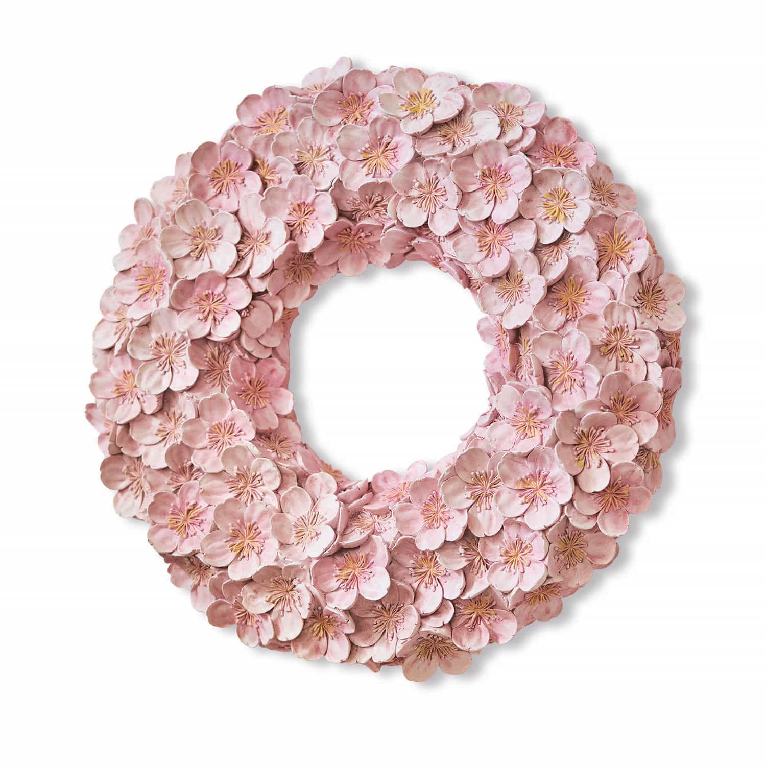 Couronne Garlan Couronne décorative en fleurs roses en tissu, parfaite pour une décoration printanière intérieure