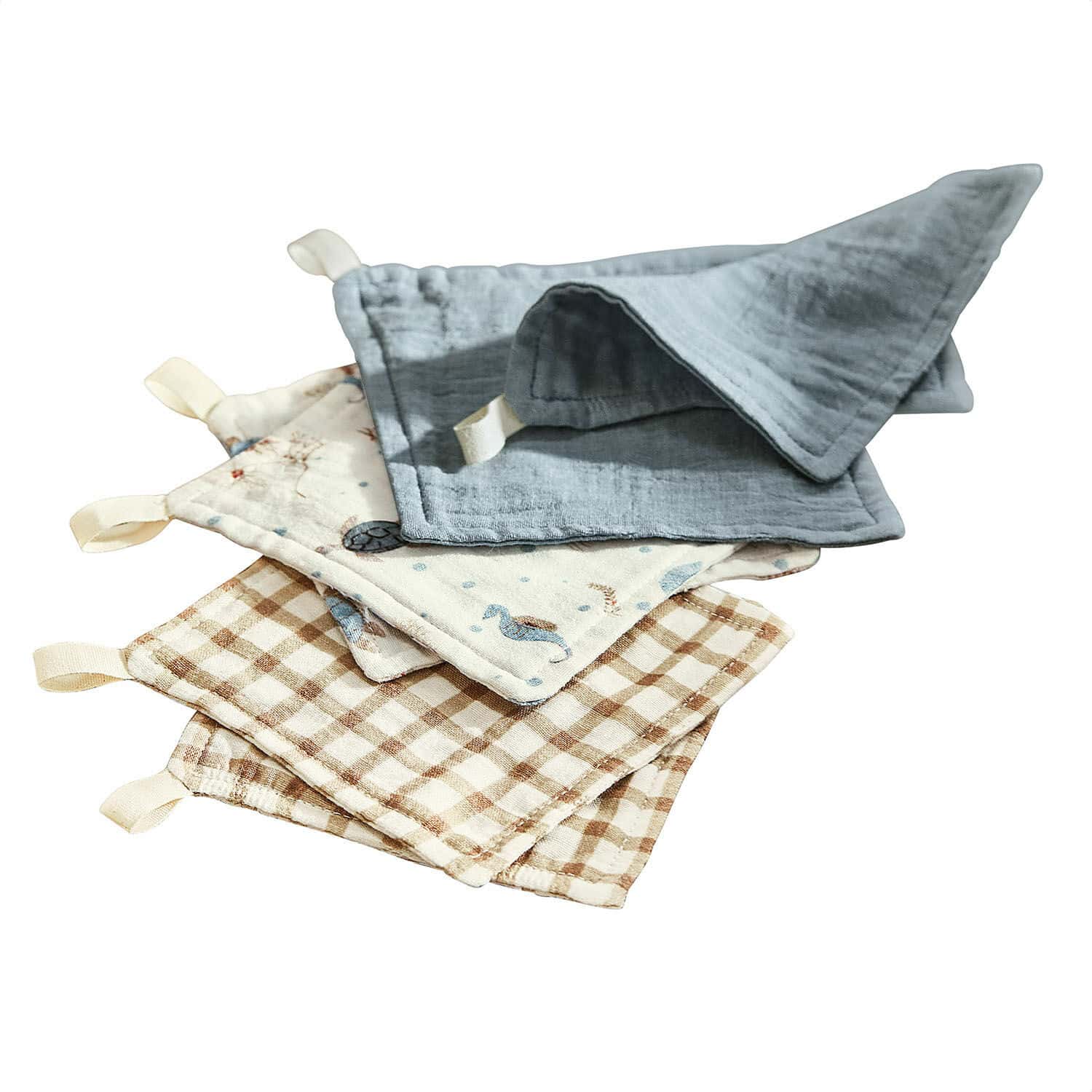 Lot de 6 gants de toilette Tinkertop Lot de 4 torchons en coton avec motifs variés, accessoires pratiques pour la cuisine et la maison