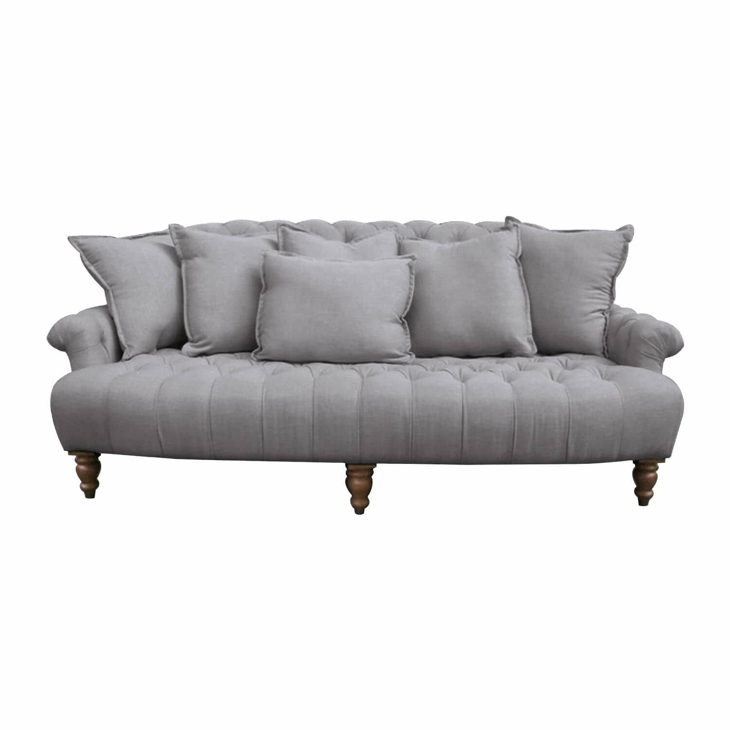 bleu-gris Canapé Springfield Village gris avec coussins et pieds en bois pour un salon élégant