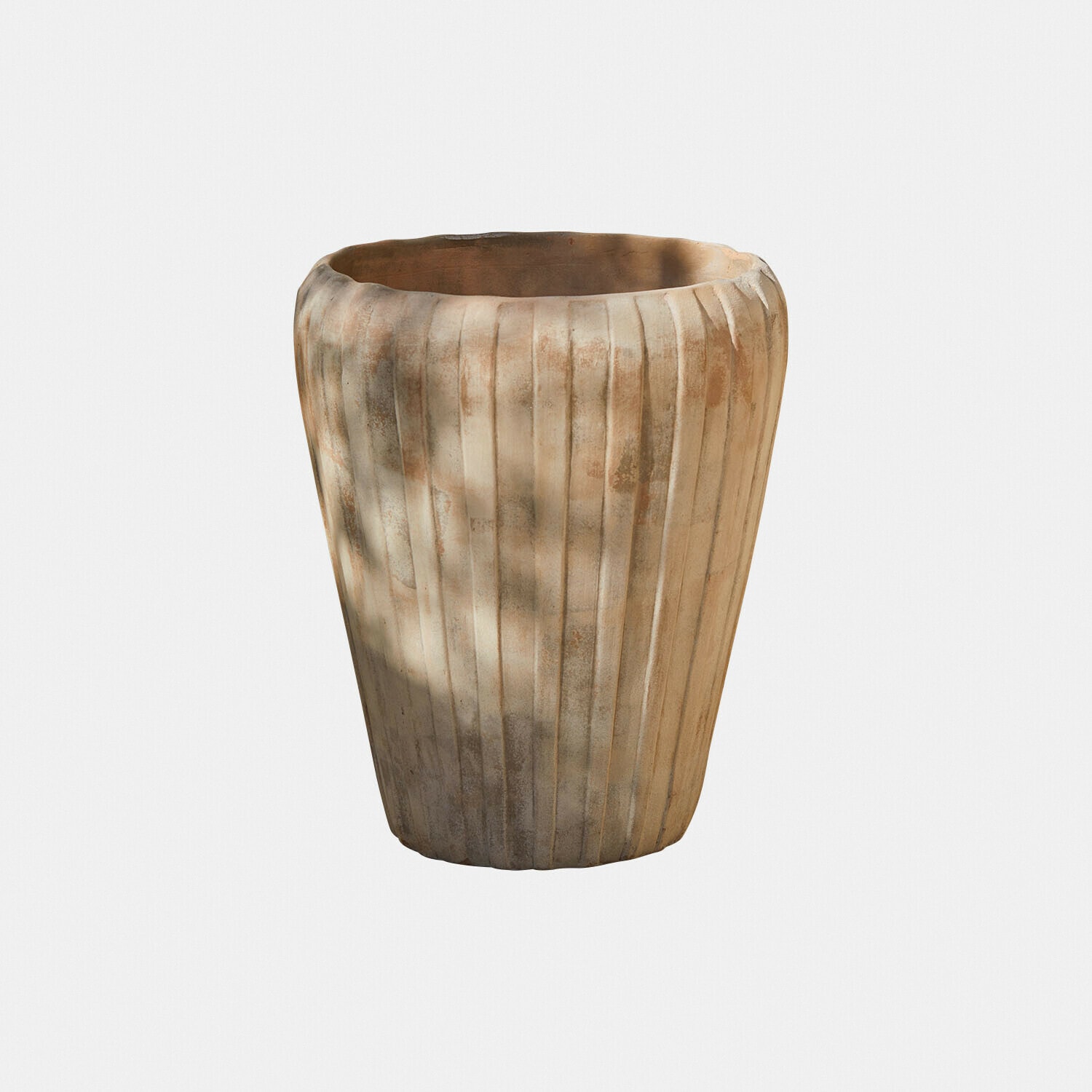 Cache-pot Selavina Cache-pot en céramique beige avec rainures verticales, décoration élégante pour intérieur et jardin