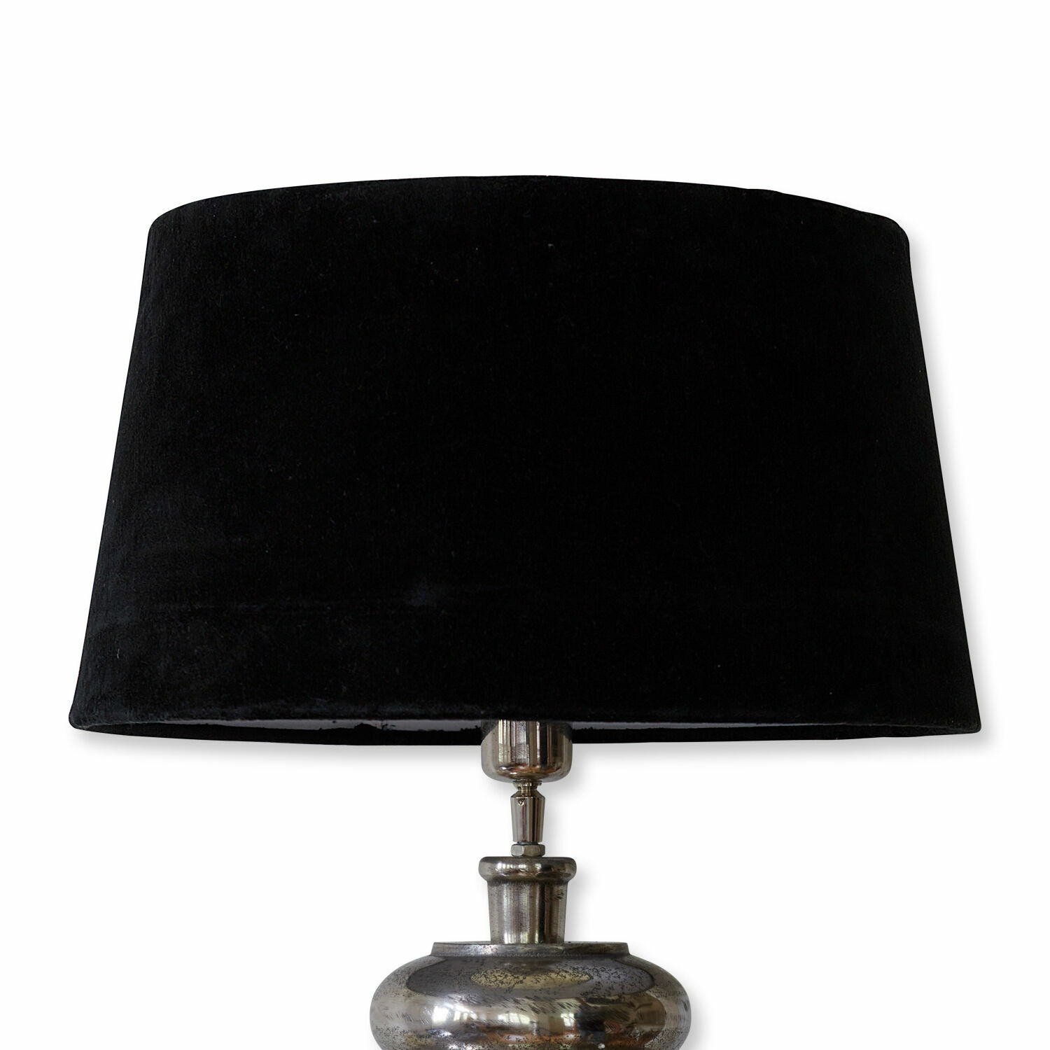 noir velours Abat-jour Boffas en velours noir avec base métallique, lampe décorative élégante pour salon