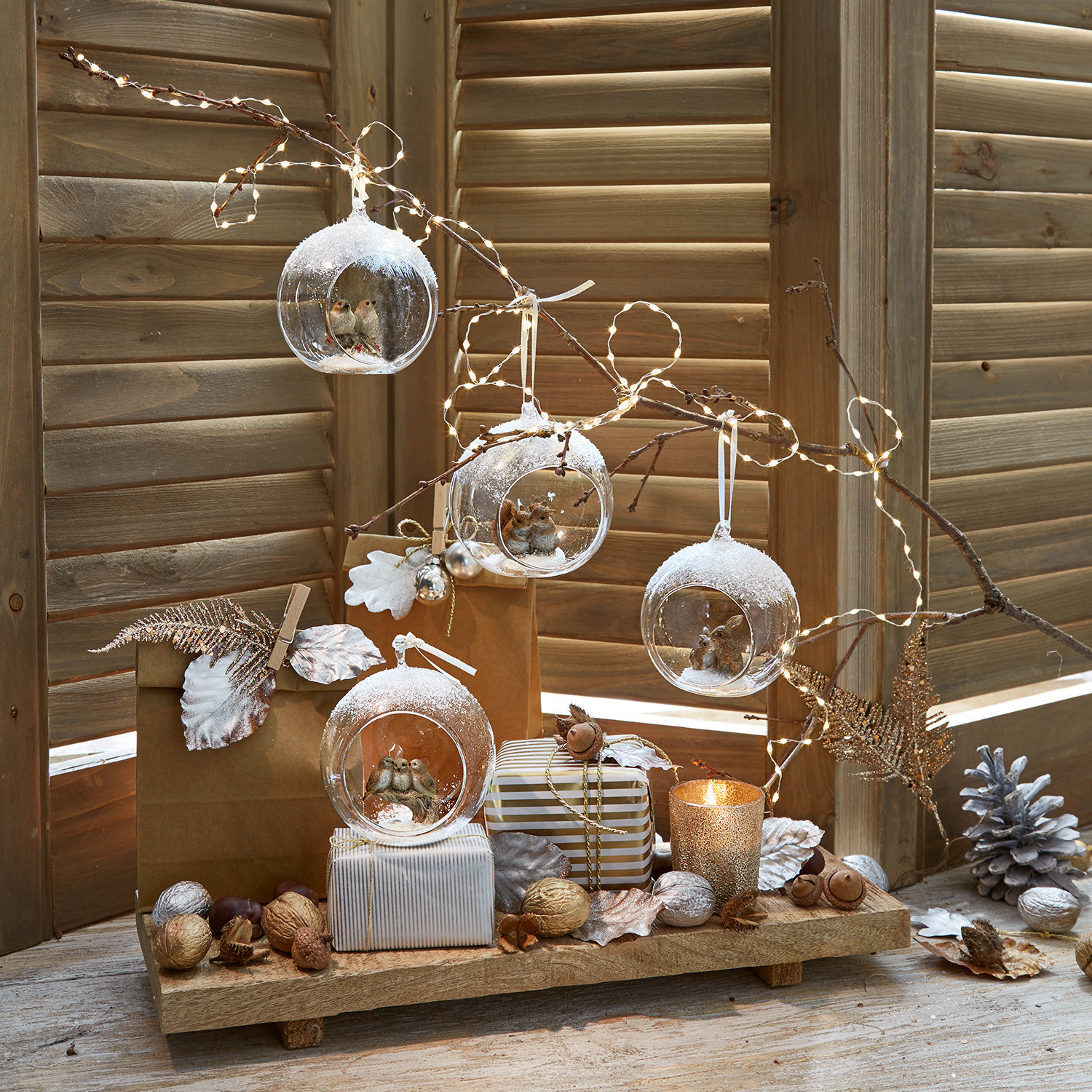 Lot de 4 décorations de Noël Animals
