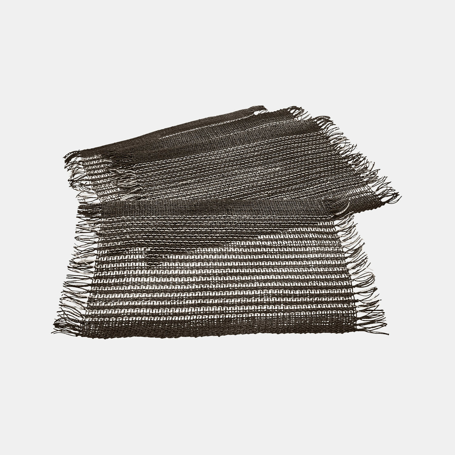 Lot de 4 sets de table Tarevo Chemin de table marron avec franges en matériau naturel, décoration rustique pour table