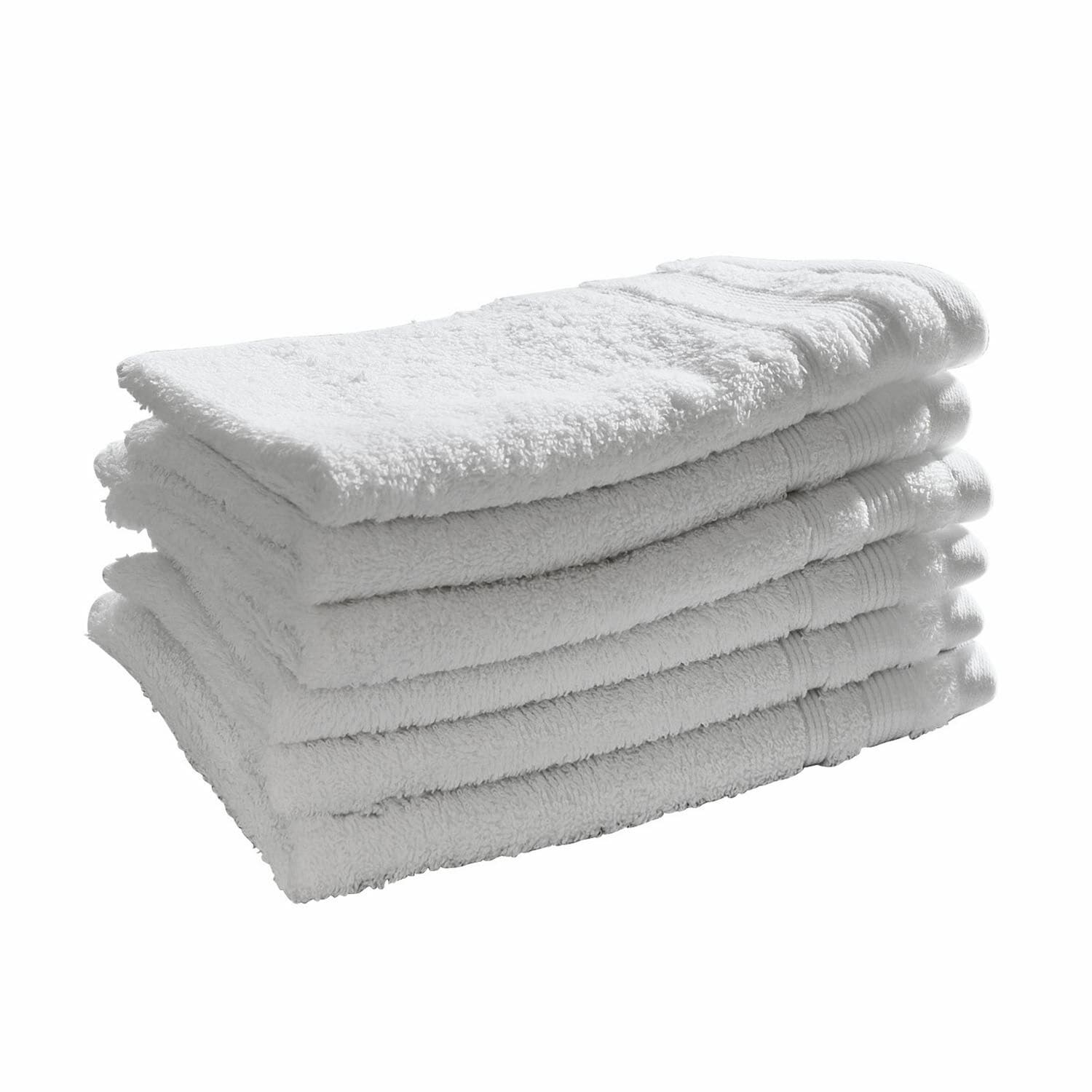Lot de 6 serviettes d’invités Bourogne Serviettes blanches en coton empilées, douces et absorbantes, parfaites pour la salle de bain