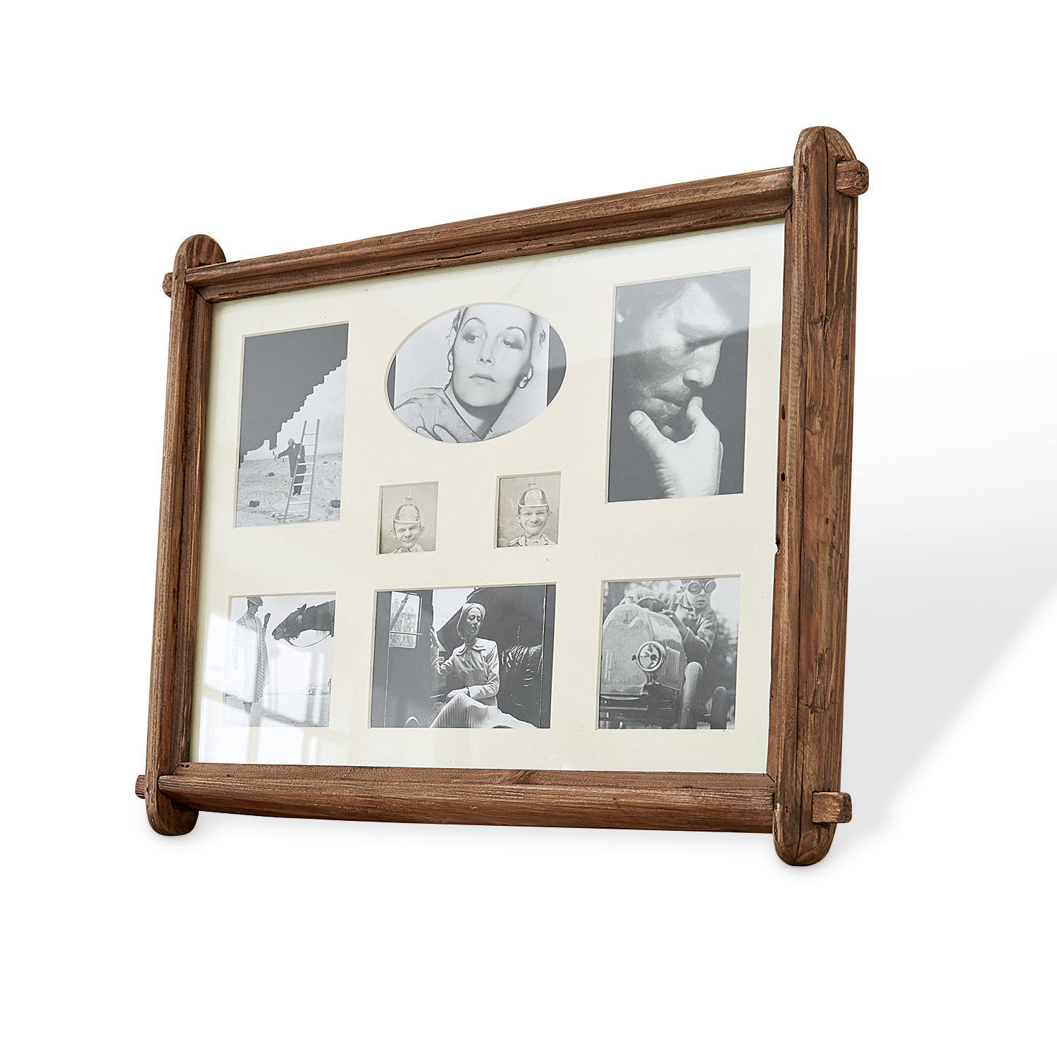 Cadre-photo Laon Cadre photo rustique en bois marron avec plusieurs photos noir et blanc vintage