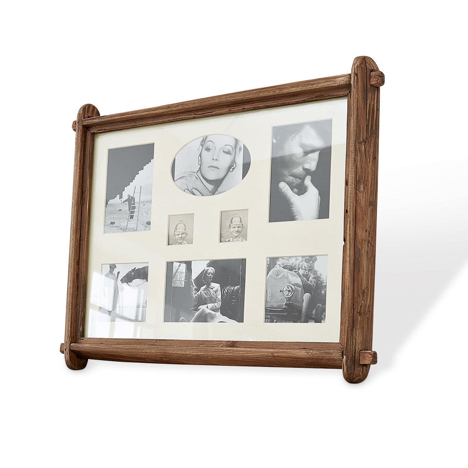 Cadre-photo Laon Cadre photo rustique en bois marron avec plusieurs photos noir et blanc vintage