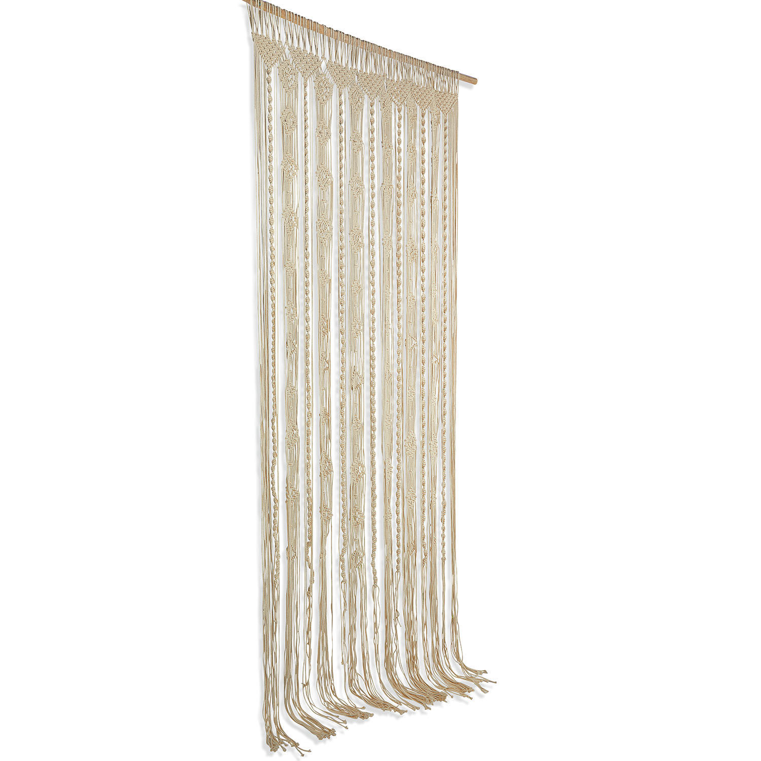 Rideau Arjun Décoration murale macramé en coton naturel beige, parfaite pour un intérieur bohème et écologique