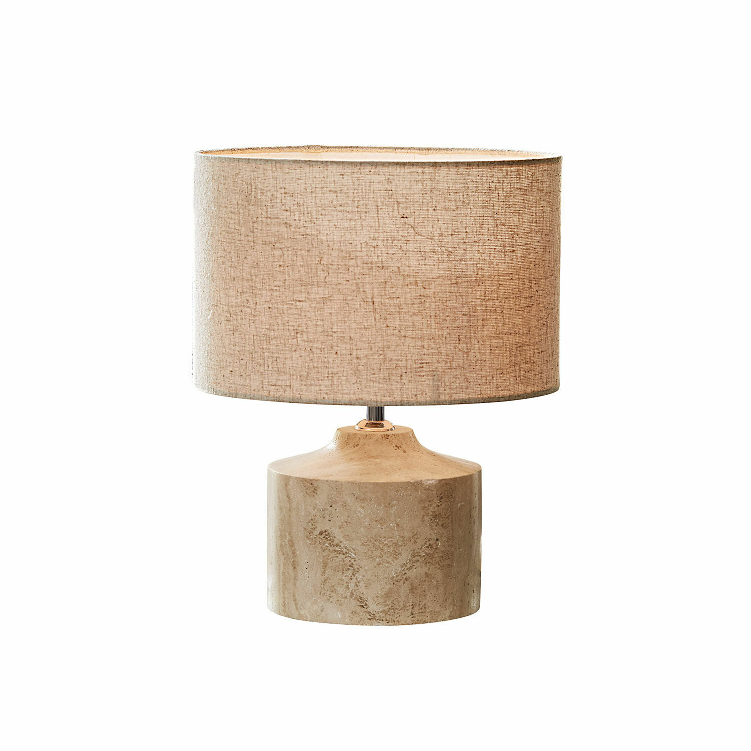 Lampe à poser Caleneuve Lampe de table avec abat-jour beige et base en marbre couleur naturelle, éclairage d'intérieur