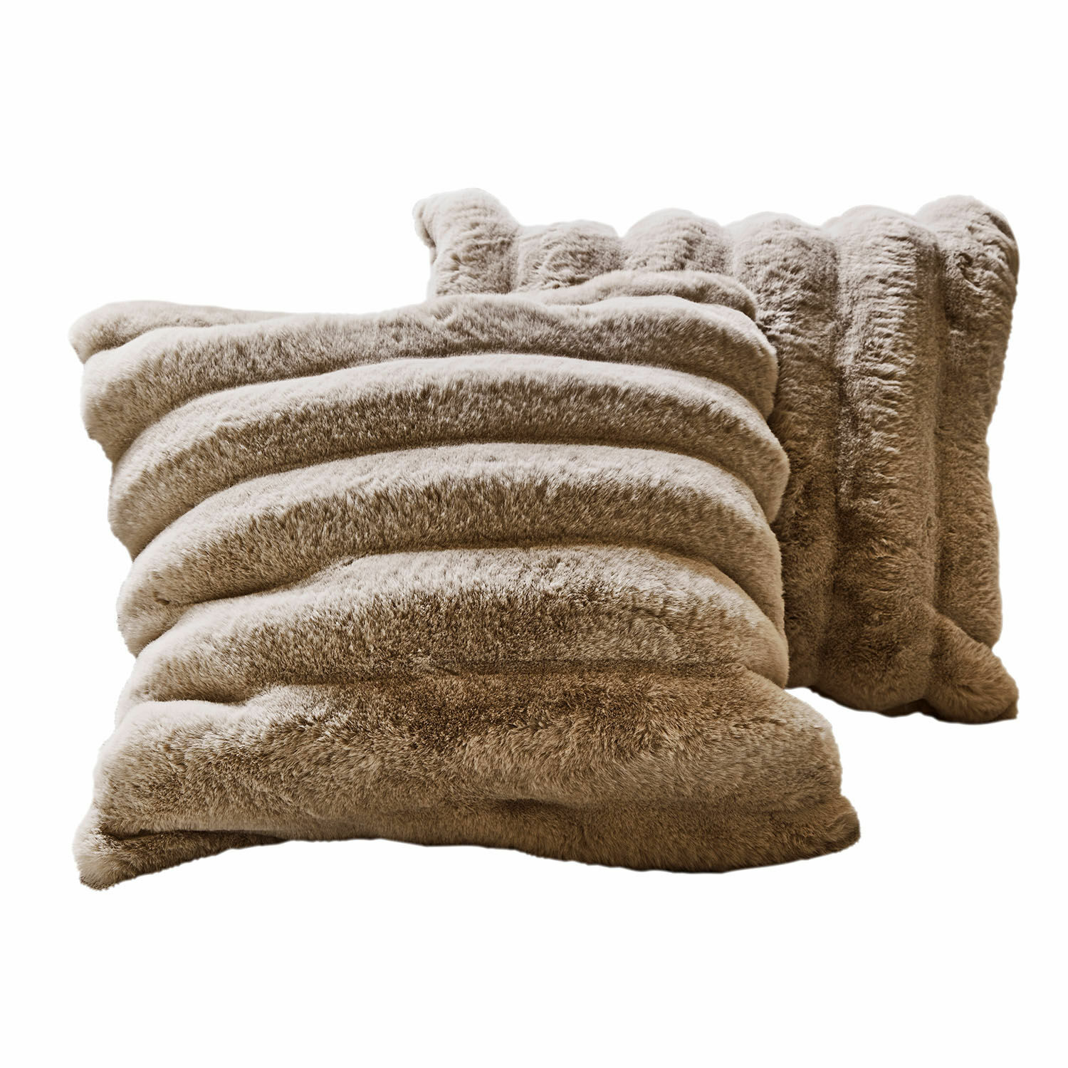 Lot de 2 housses de coussins Caelira Coussins décoratifs beige en fausse fourrure douce, parfaits pour un intérieur chaleureux