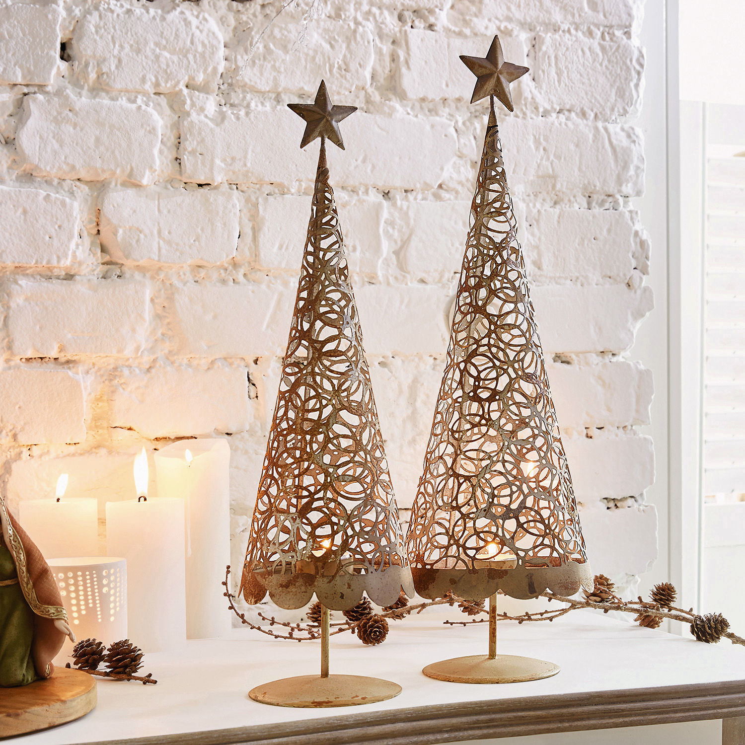 Lot de 2 sapins décoratifs Avoine