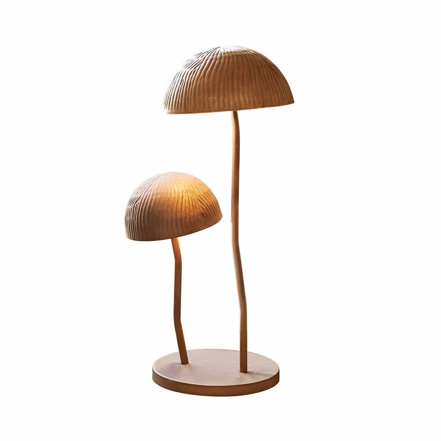 Lampe à poser Harvelle Lampe de table décorative en métal couleur cuivre avec deux abat-jours en forme de champignon, design moderne