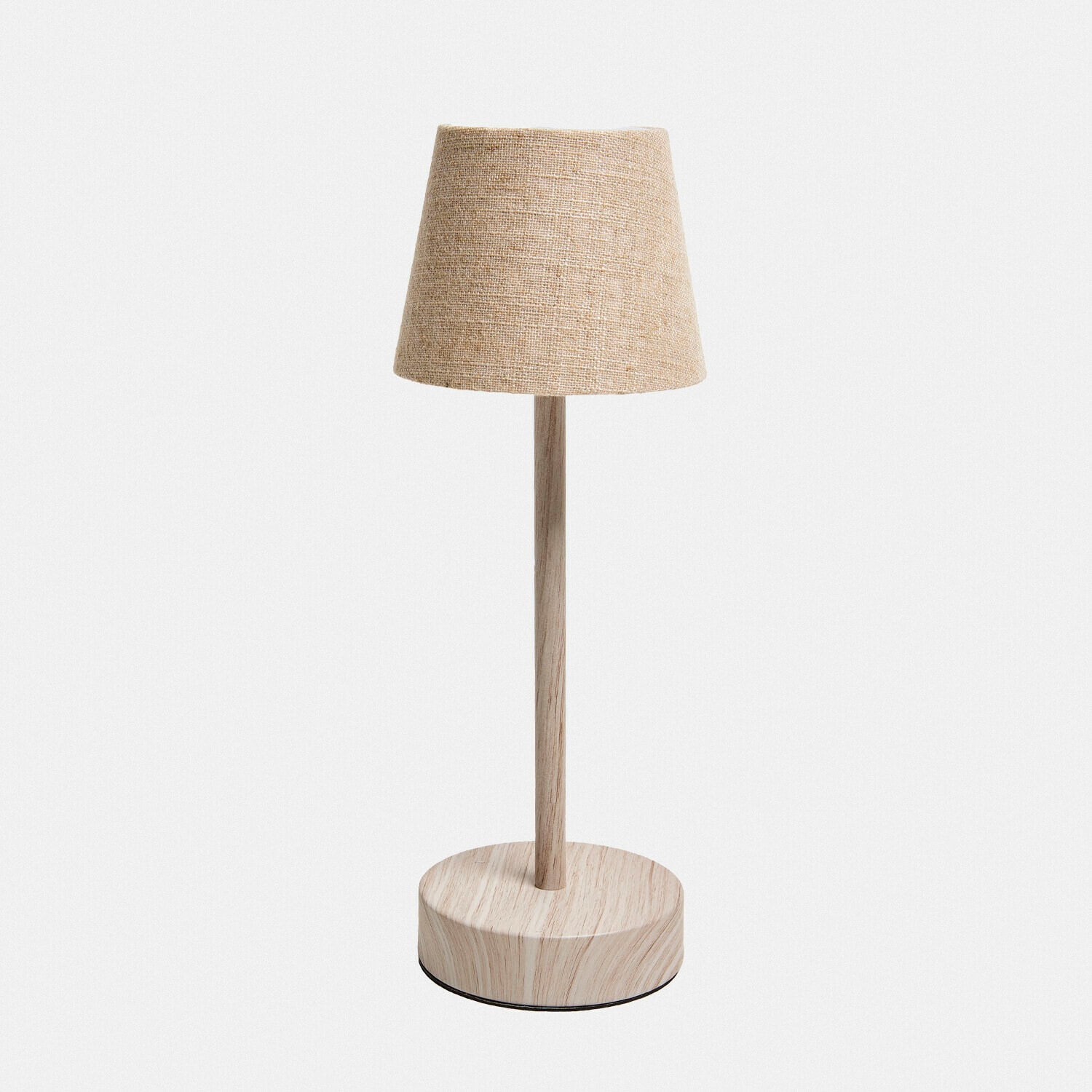 Lampe à poser rechargeable Sylvainie Lampe de table avec base en bois et abat-jour beige en tissu, design minimaliste élégant