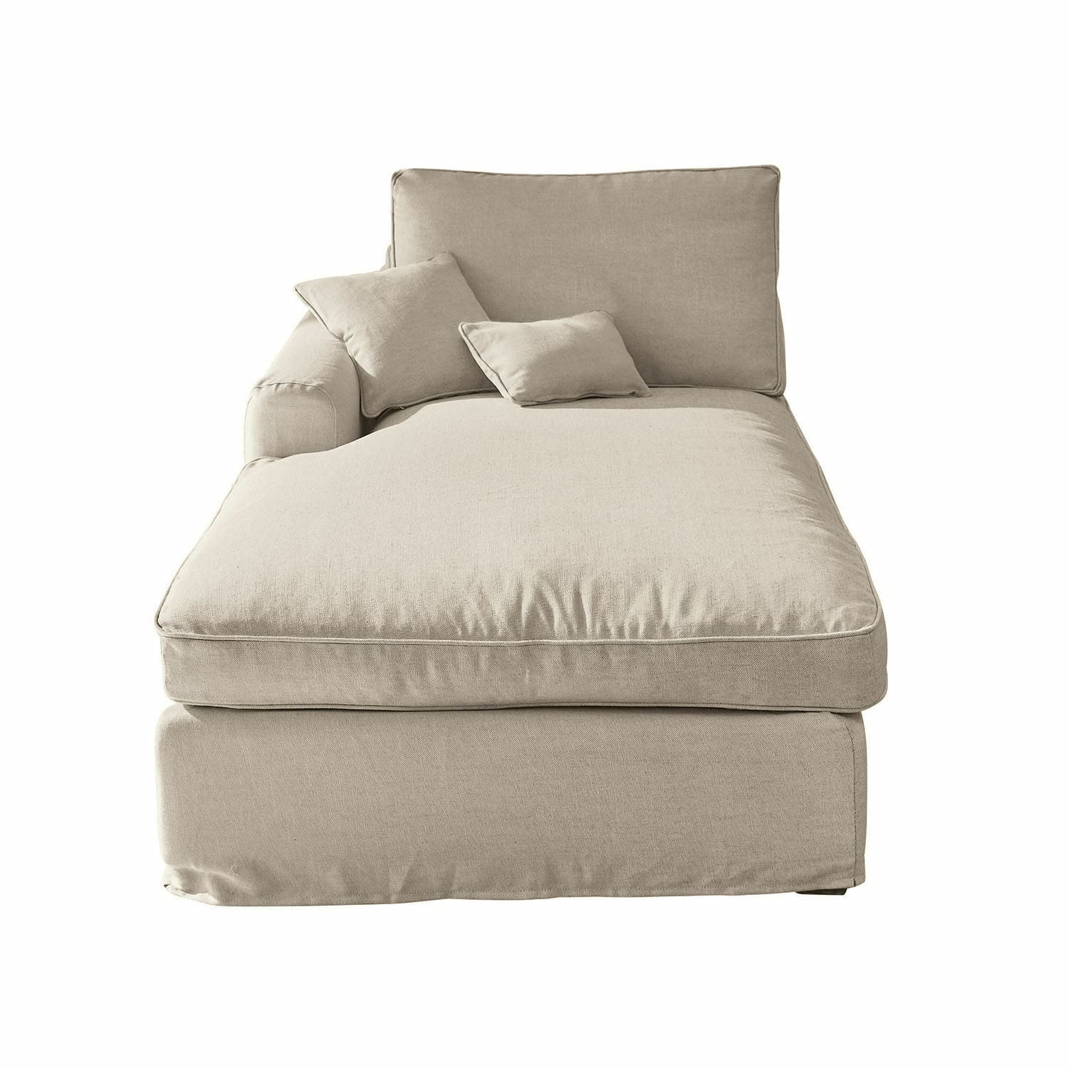 beige Chaiselongue beige Seaford en tissu, meuble confortable pour salon moderne