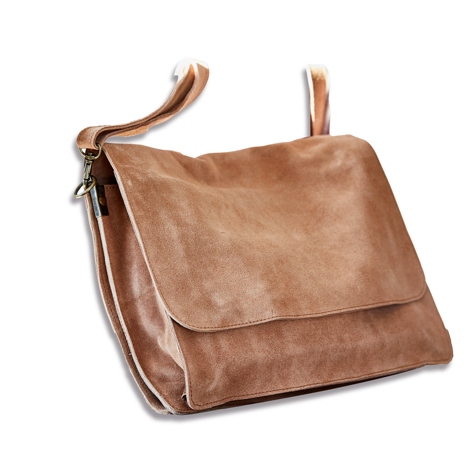 Sac Chanzelle Sac à bandoulière en daim marron clair, accessoire tendance en cuir naturel