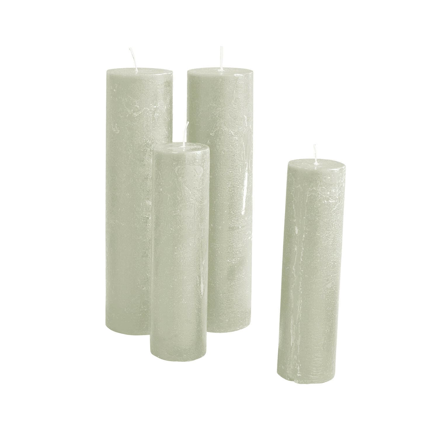 sauge Lot de 4 bougies cylindriques couleur sauge avec texture rustique pour décoration intérieure