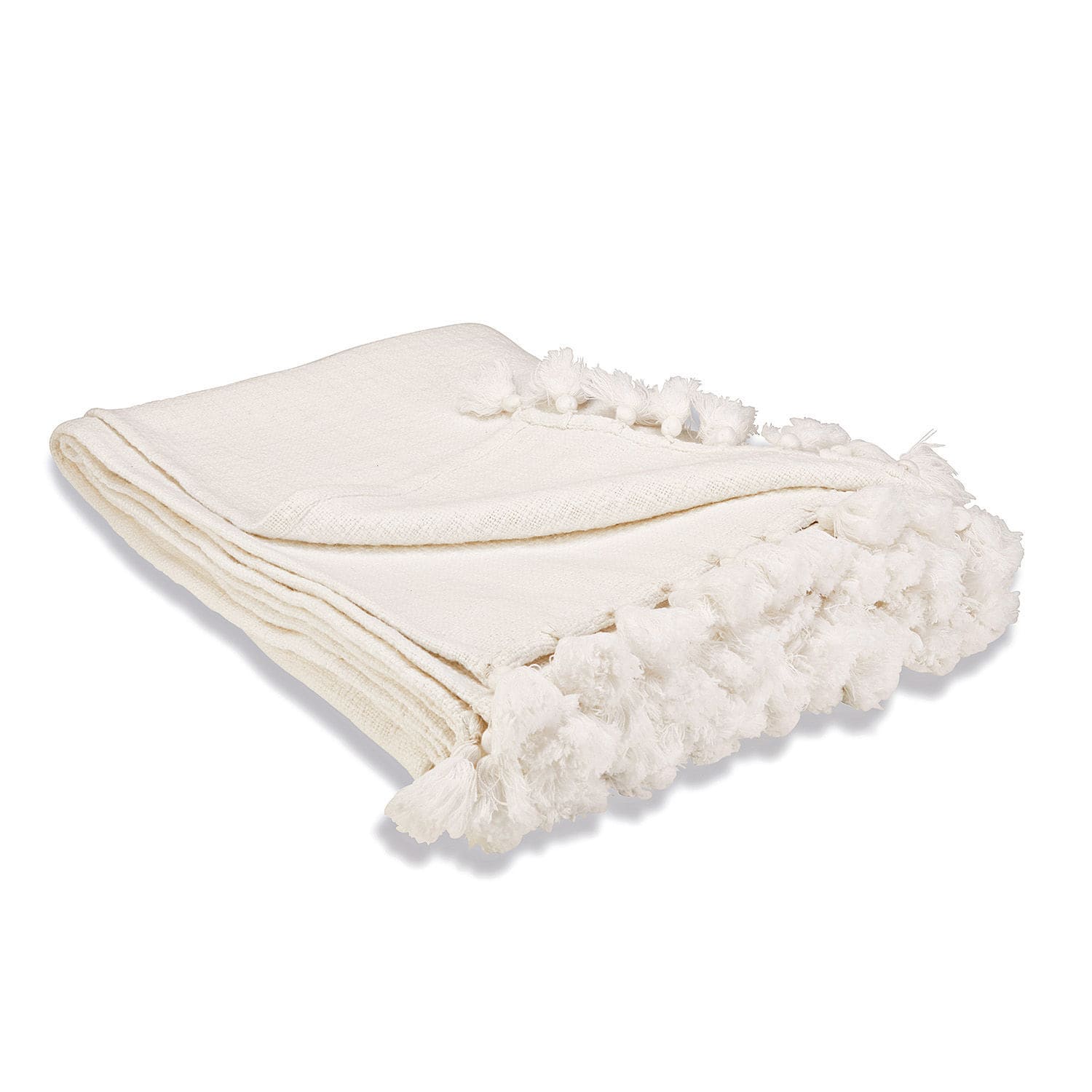Plaid Amlamé Plaid crème en coton avec pompons doux sur les bords, couverture décorative et confortable