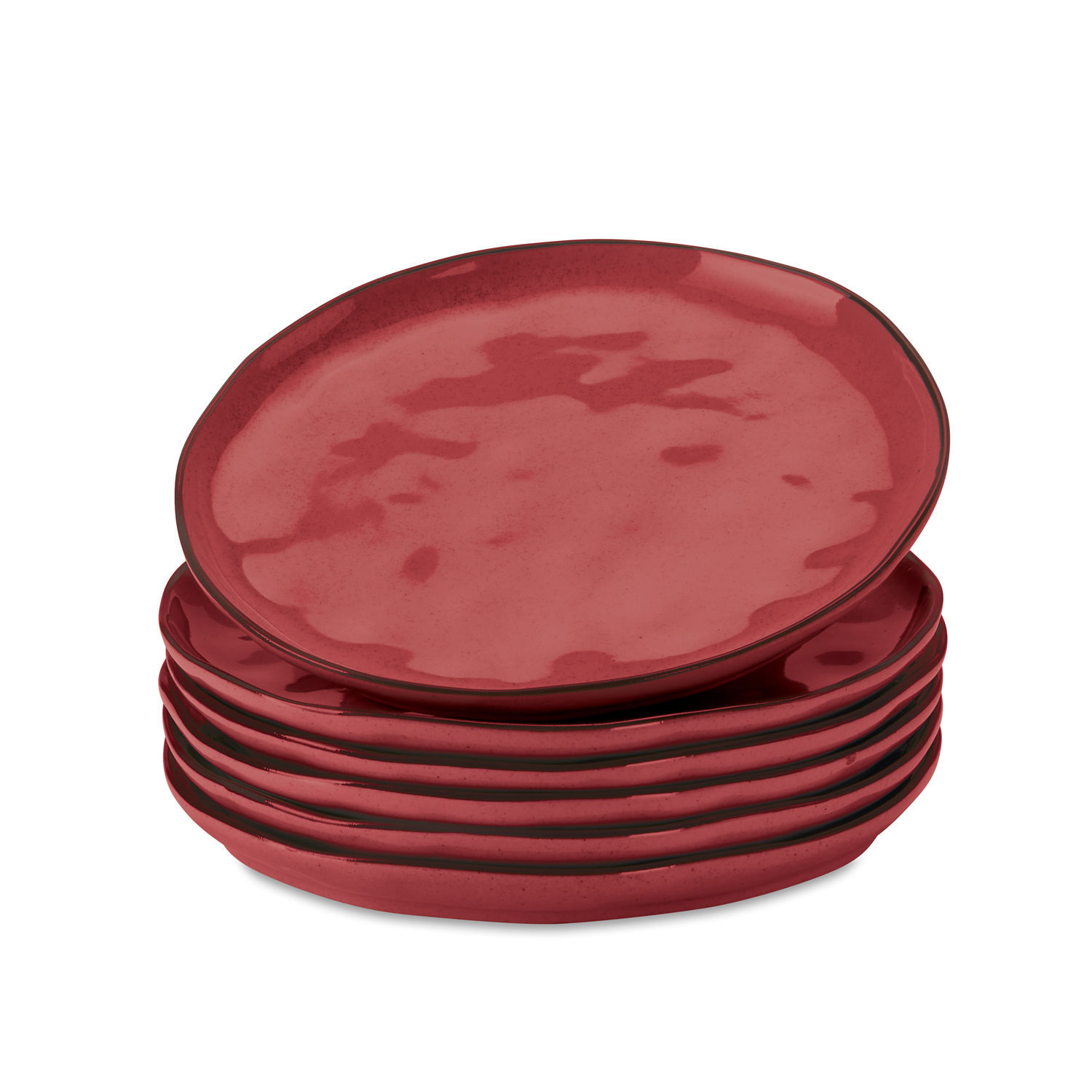 rouge Ensemble de 6 assiettes rouges en céramique Biarritz pour un service élégant et moderne