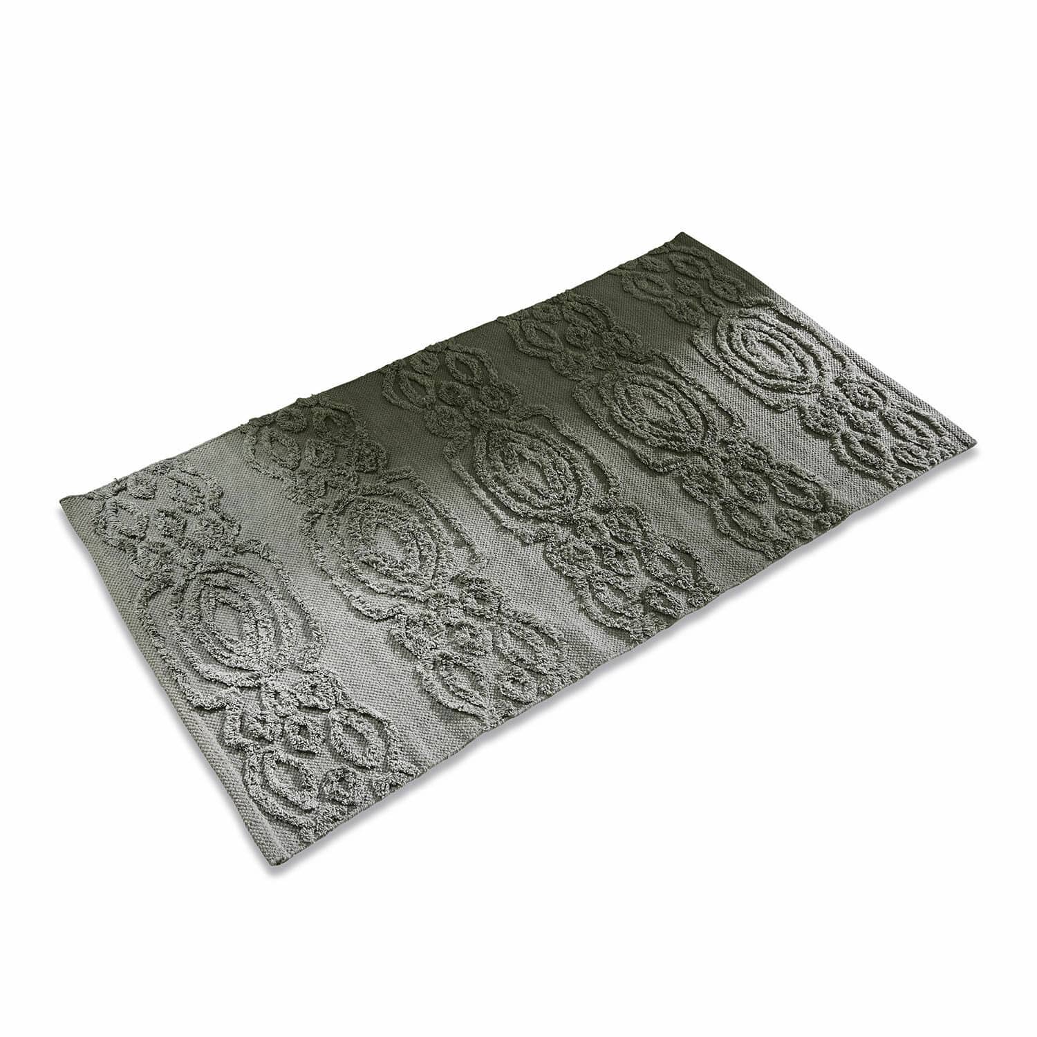 Tapis de bain Talafar Tapis en coton gris avec motif décoratif, parfait pour la décoration intérieure et le sol