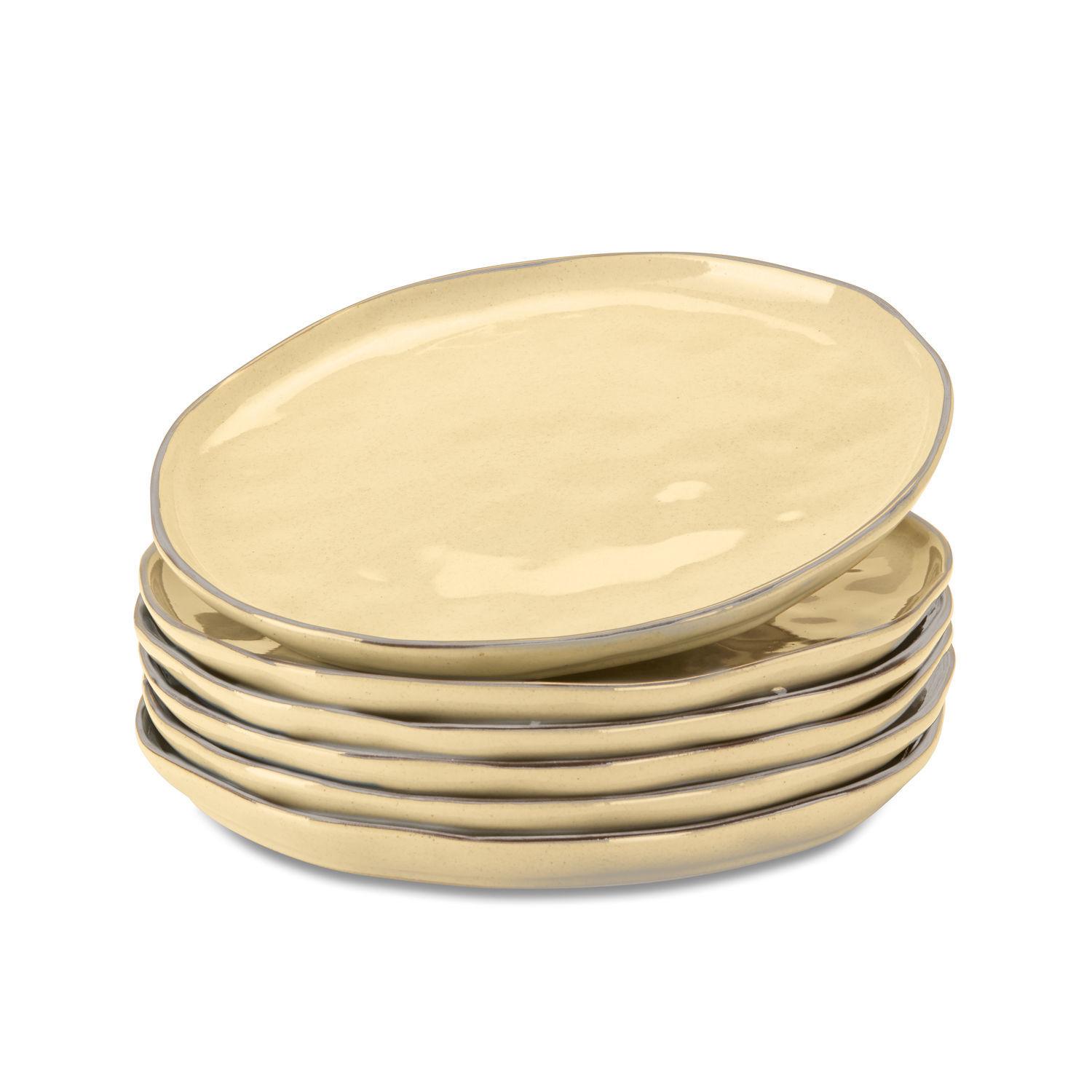 jaune Ensemble de 6 assiettes en céramique Biarritz jaune pour une table élégante