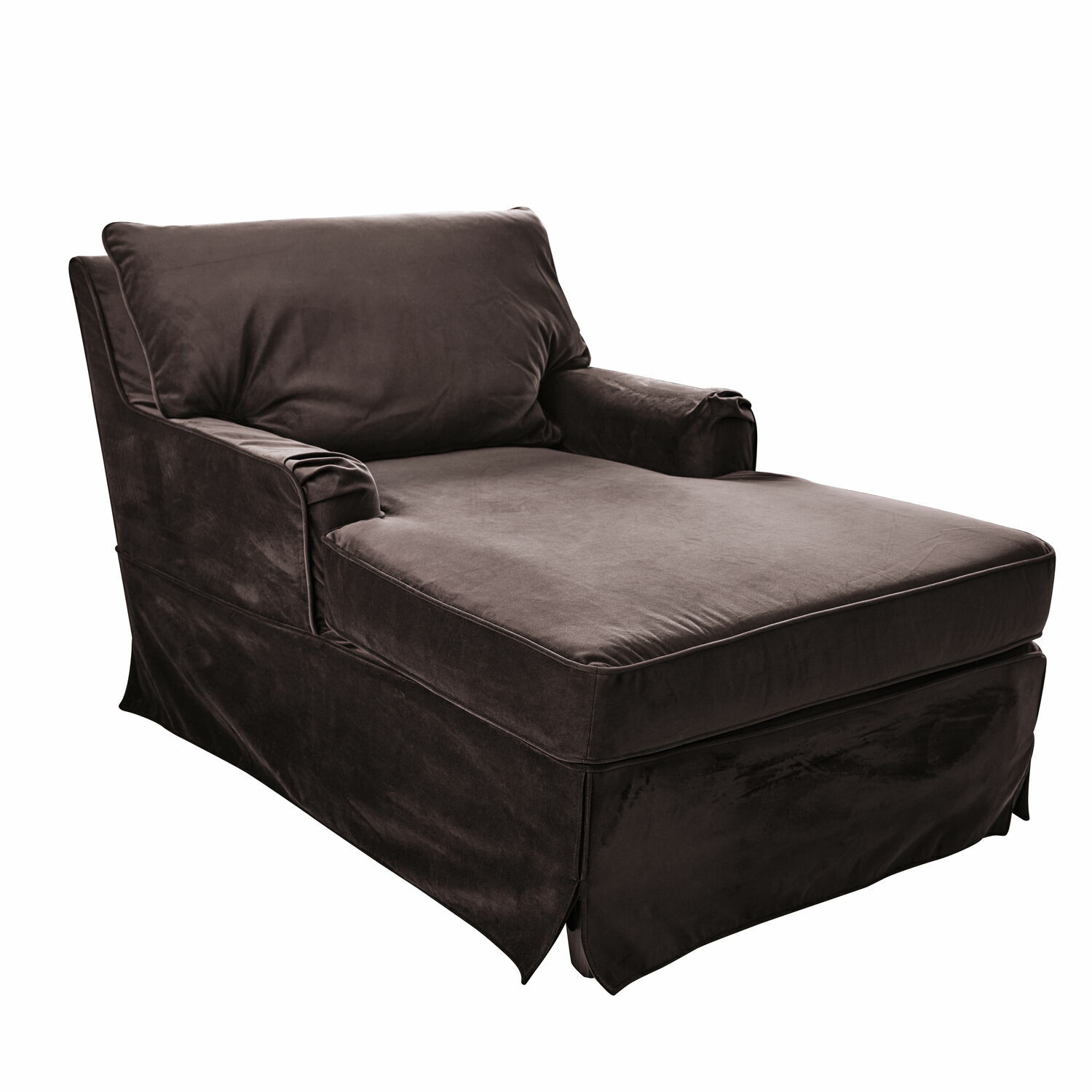 Chaise longue Myersville en tissu marron foncé, confortable pour un coin détente