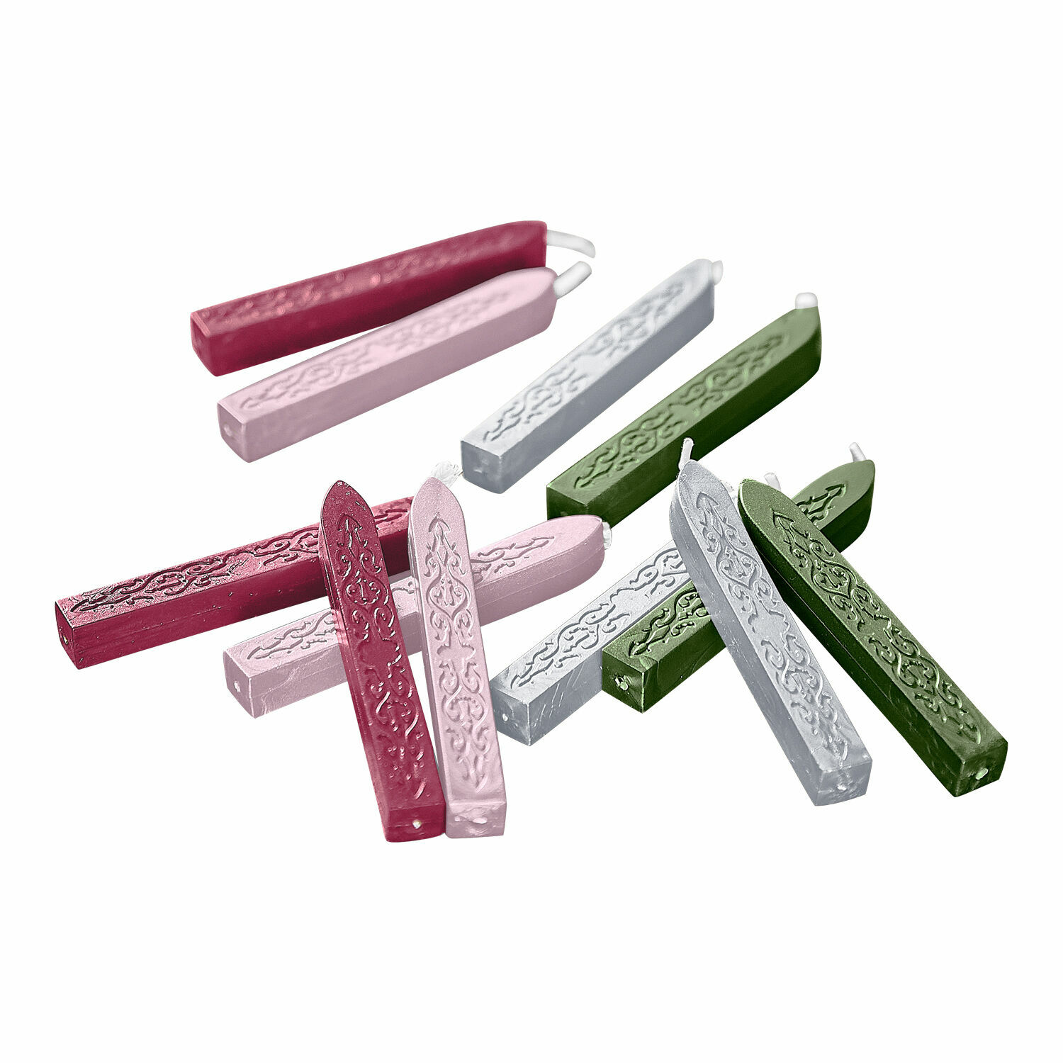 multicolore Lot de 12 bâtons de cire colorés avec motif décoratif, parfait pour la décoration et l'artisanat