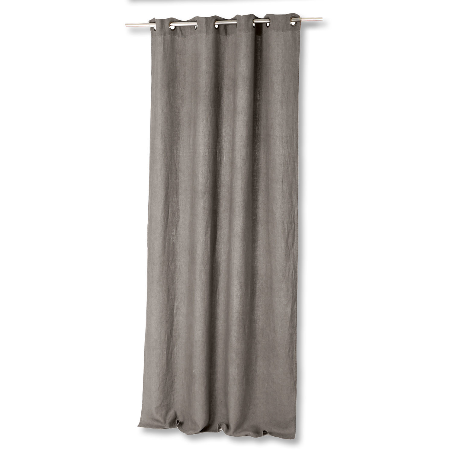 Rideau Salinas Rideau gris en lin avec œillets métalliques pour une décoration de fenêtre moderne