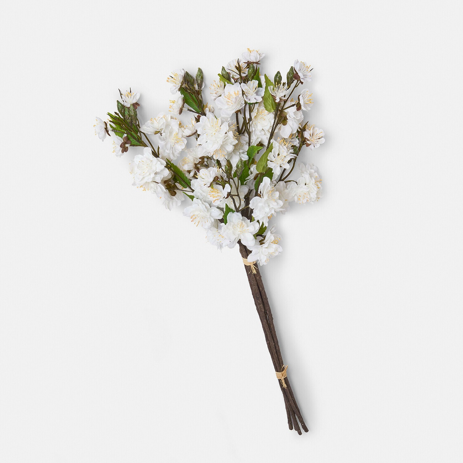Lot de 6 fleurs décoratives Bellévaut Bouquet de fleurs blanches artificielles avec feuilles vertes sur tiges brunes pour décoration intérieure