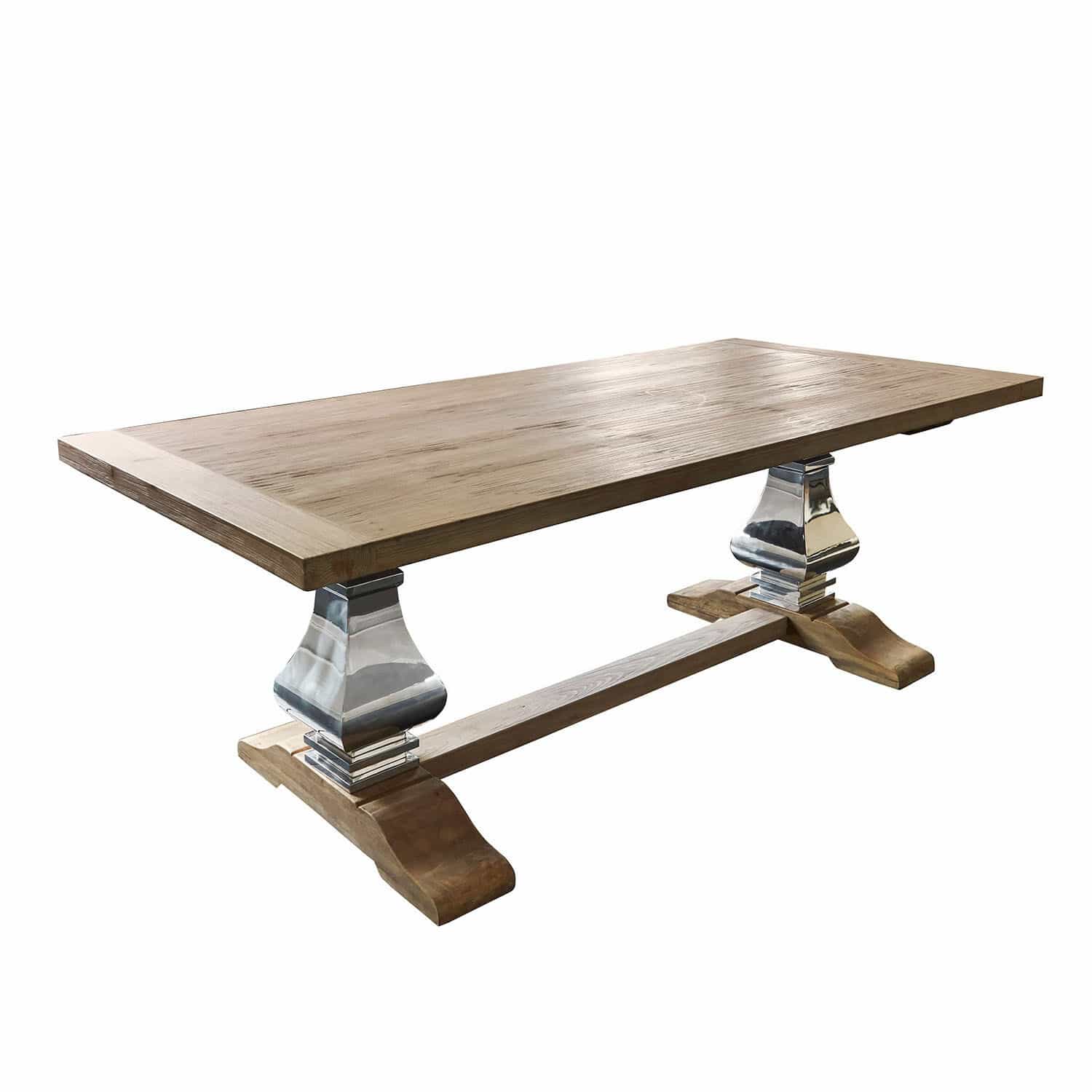Table Filton Table à manger en bois clair avec pieds en métal, design moderne pour salon contemporain