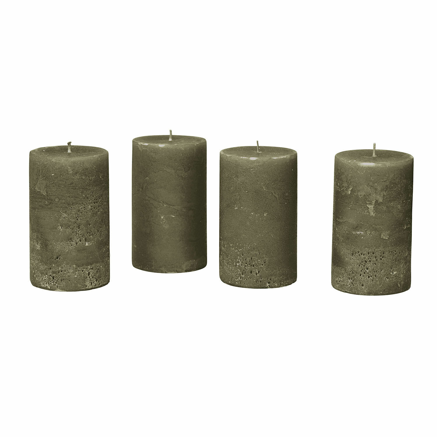 vert Lot de 4 bougies Braga vertes en cire naturelle, décoration intérieure et éclairage d'ambiance