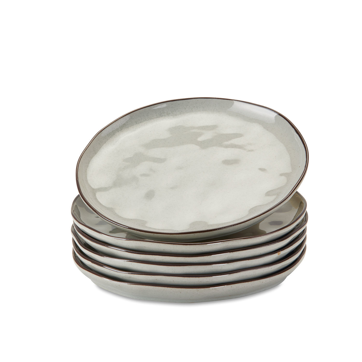 gris Ensemble de 6 assiettes à dessert Biarritz en céramique grise, parfait pour une table moderne