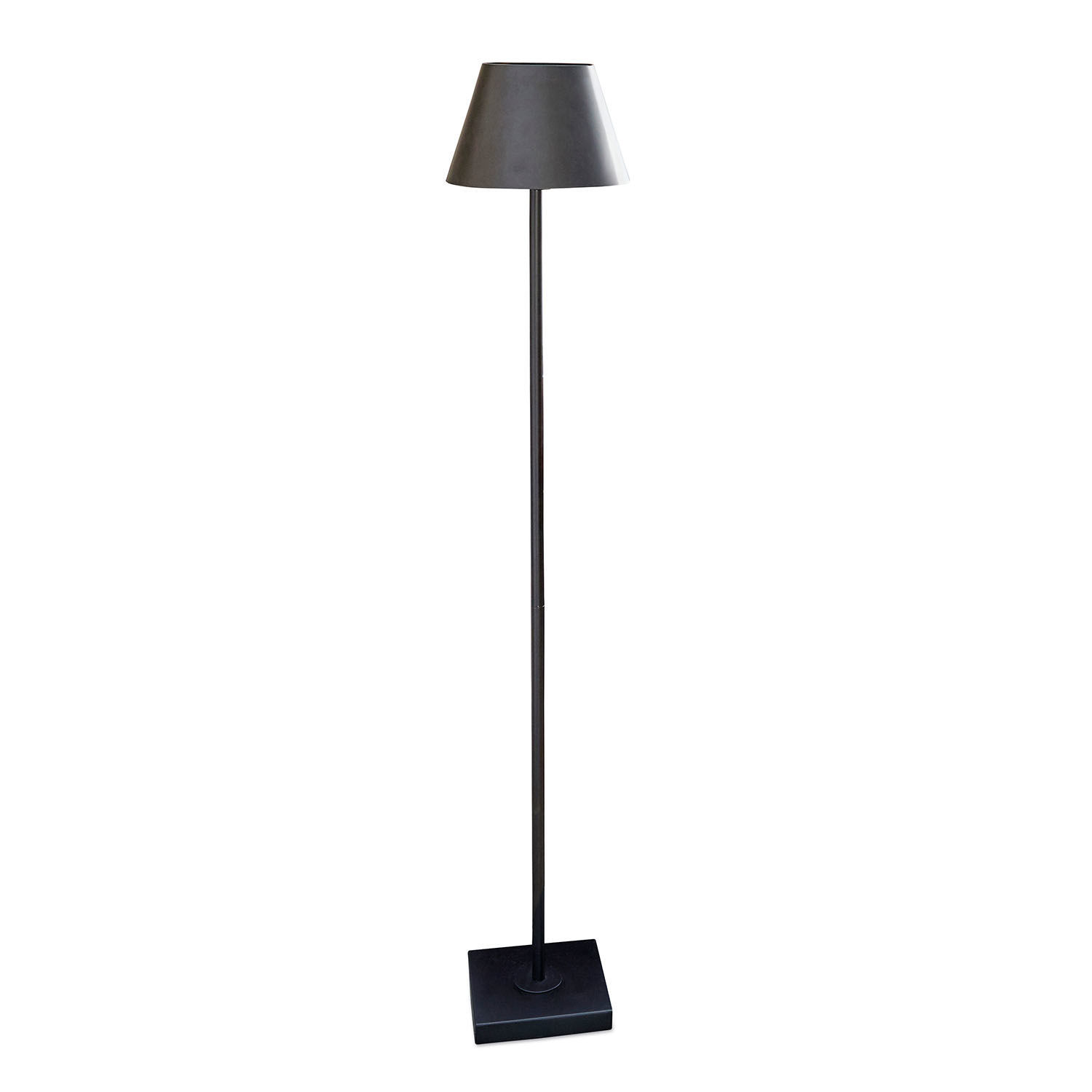 Lampadaire Marjan Lampadaire noir en métal avec abat-jour conique et base carrée pour un intérieur moderne