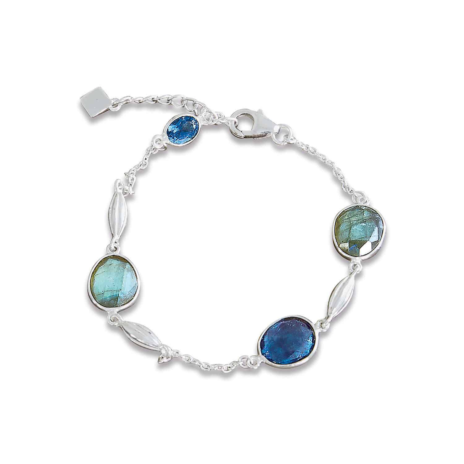 Bracelet Chantoux Bracelet en argent avec pierres bleues et vertes, bijou élégant pour femme