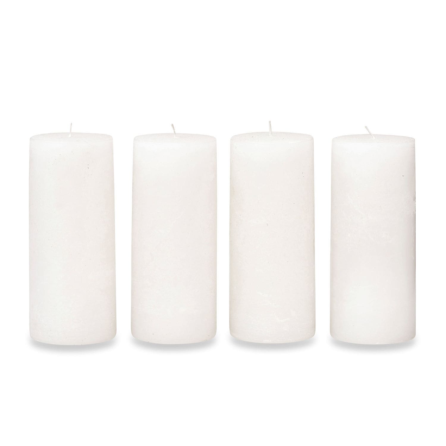 Lot de 4 bougies Homel Ensemble de quatre bougies cylindriques blanches en cire pour décoration et éclairage intérieur