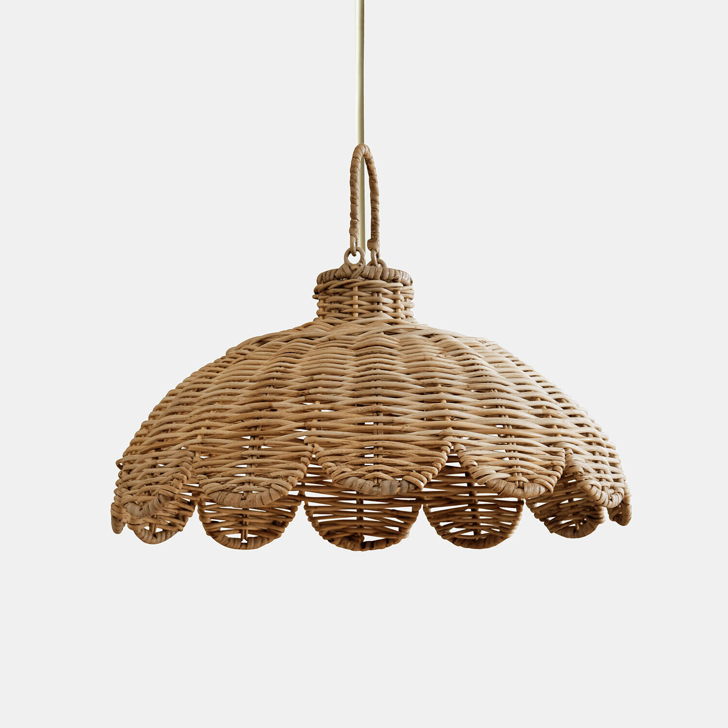 Abat-jour Glyndon Abat-jour en rotin naturel couleur brun clair en forme de fleur pour suspension lumineuse