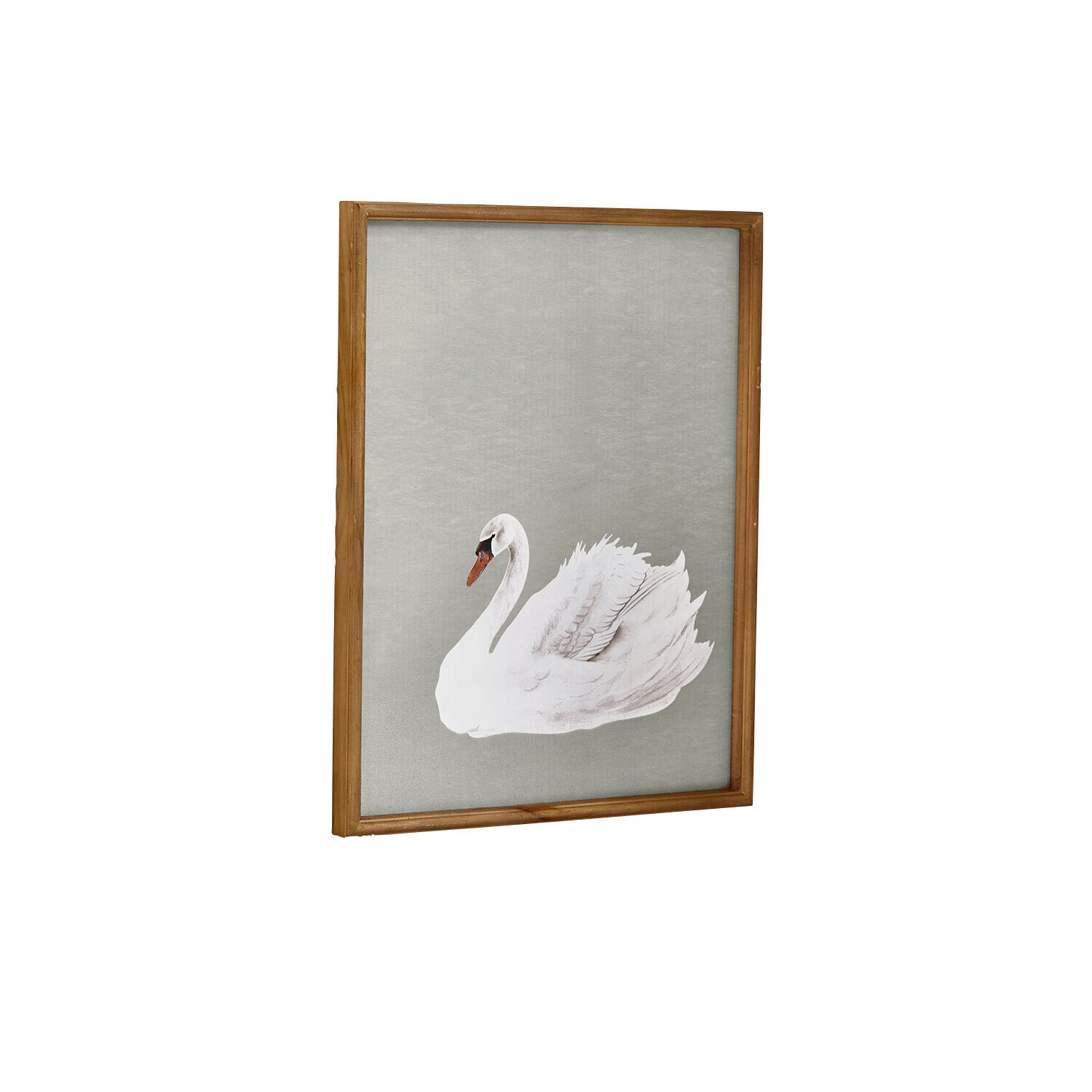 Tableau Cariella Tableau avec un cygne blanc sur fond gris dans un cadre en bois, décoration murale élégante