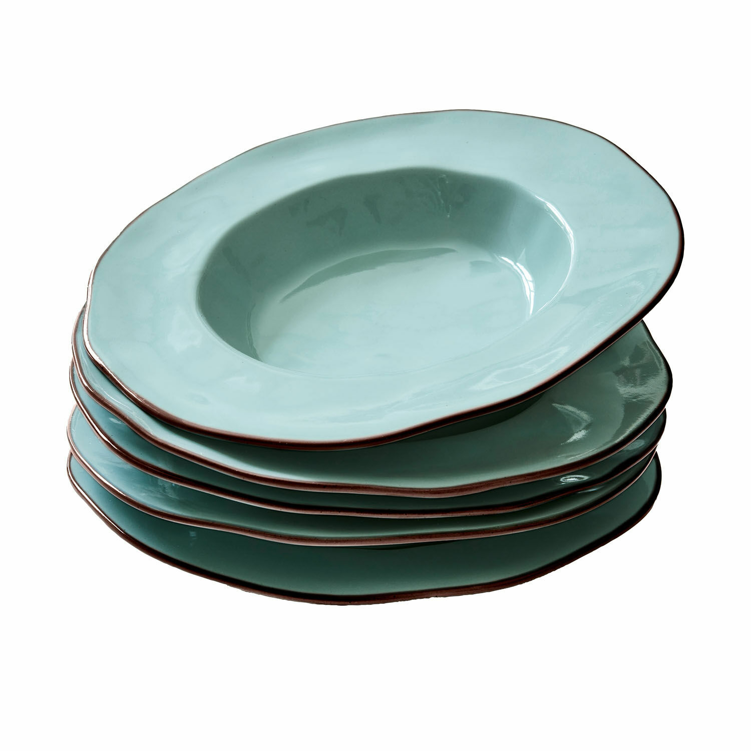 turquoise Ensemble de 6 assiettes à soupe Biarritz en céramique turquoise, parfait pour un usage quotidien et la décoration