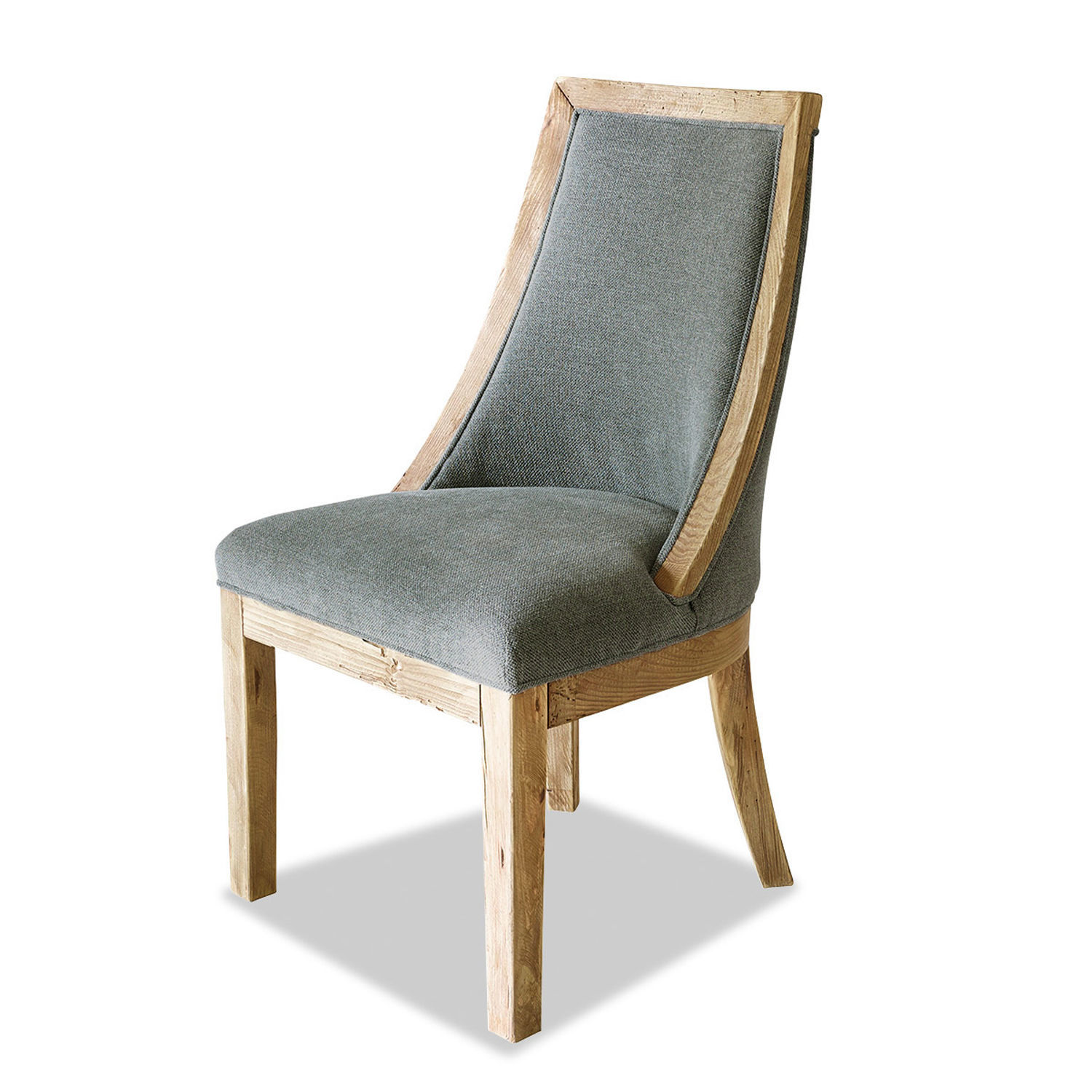Chaise Oteley Chaise en bois clair avec assise et dossier en tissu gris, mobilier élégant pour salle à manger