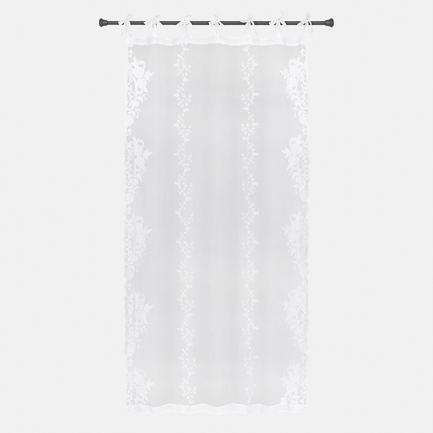 Voilage Élourette Voilage blanc avec motif floral délicat, tissu léger pour décoration de fenêtres et intérieurs