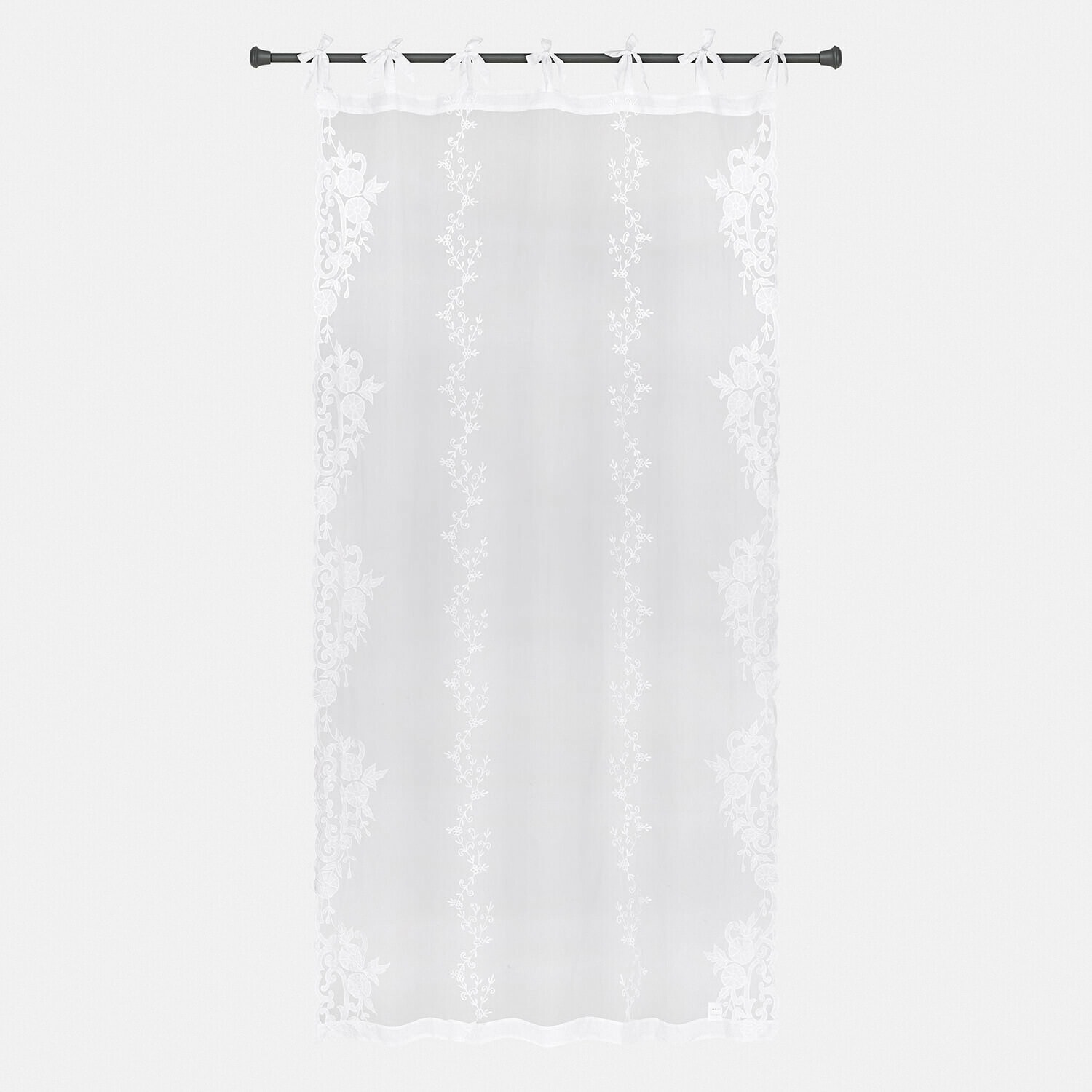 Voilage Élourette Voilage blanc avec motif floral délicat, tissu léger pour décoration de fenêtres et intérieurs