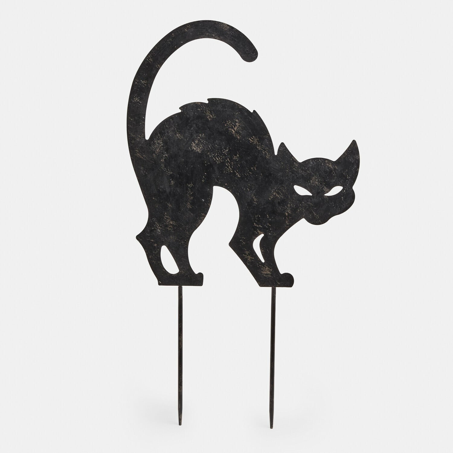 Pique de jardin Rénelise Décoration de jardin chat noir en métal avec deux piquets pour planter dans le sol