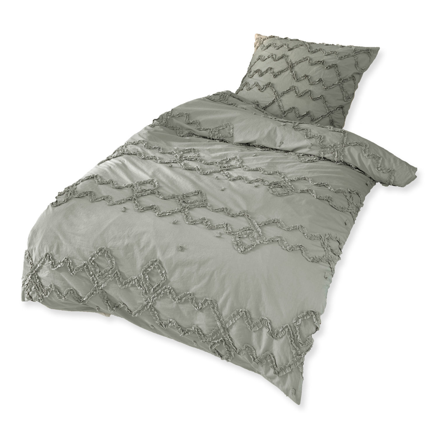 gris Parure de lit Laine grise en coton doux avec motif décoratif, confortable et élégante pour chambre