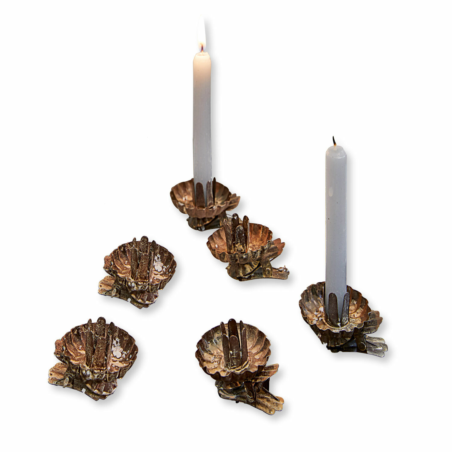 Lot de 6 porte-bougies Hermel Ensemble de clips en métal couleur cuivre pour bougies, idéal pour décoration de table et intérieur