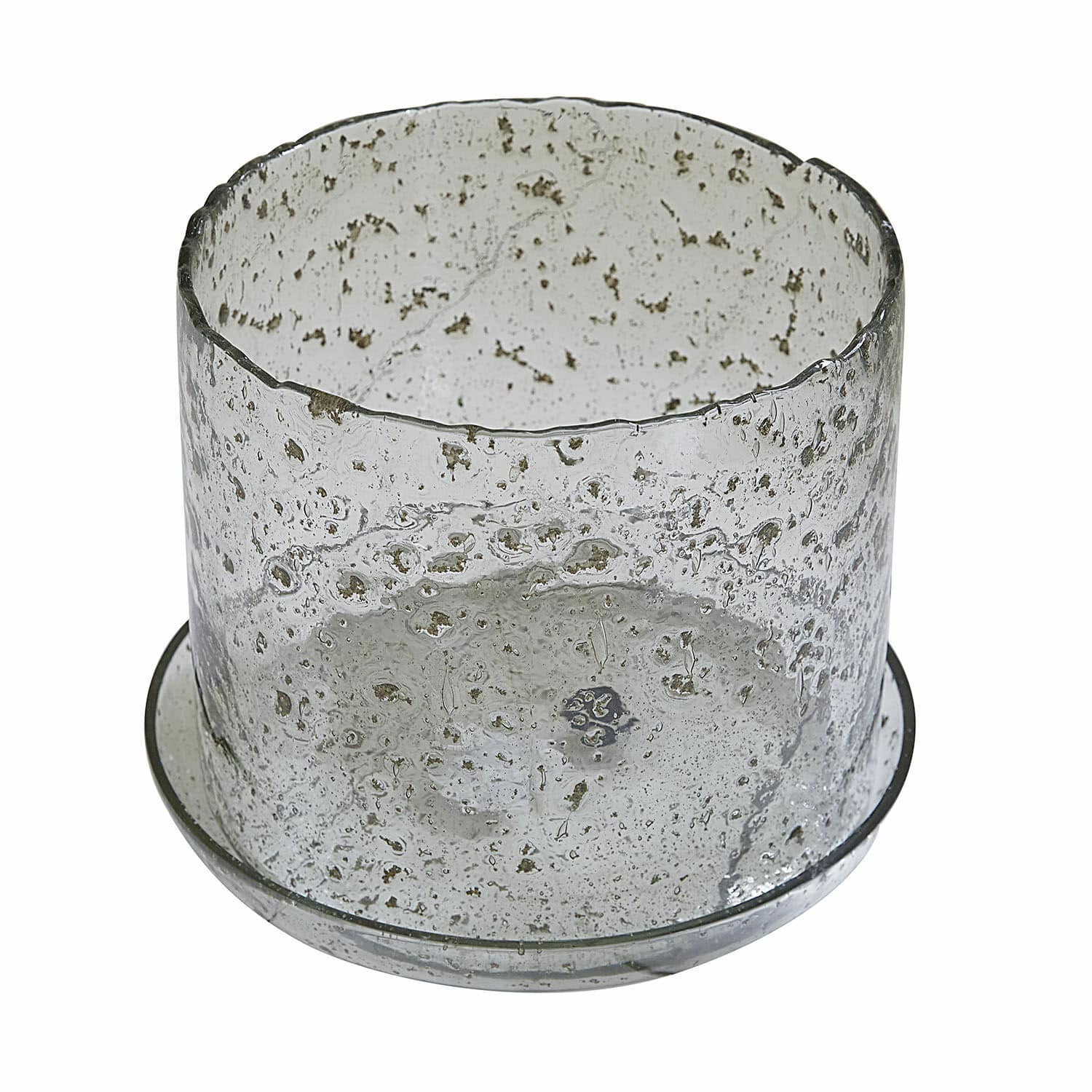 Photophore Soeren Photophore en verre transparent avec bulles et socle, décoration intérieure, verre clair